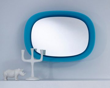 Casa Padrino Spiegel Luxus Designer Spiegel Blau 70 x H. 97 cm - Designer Wandspiegel mit Licht