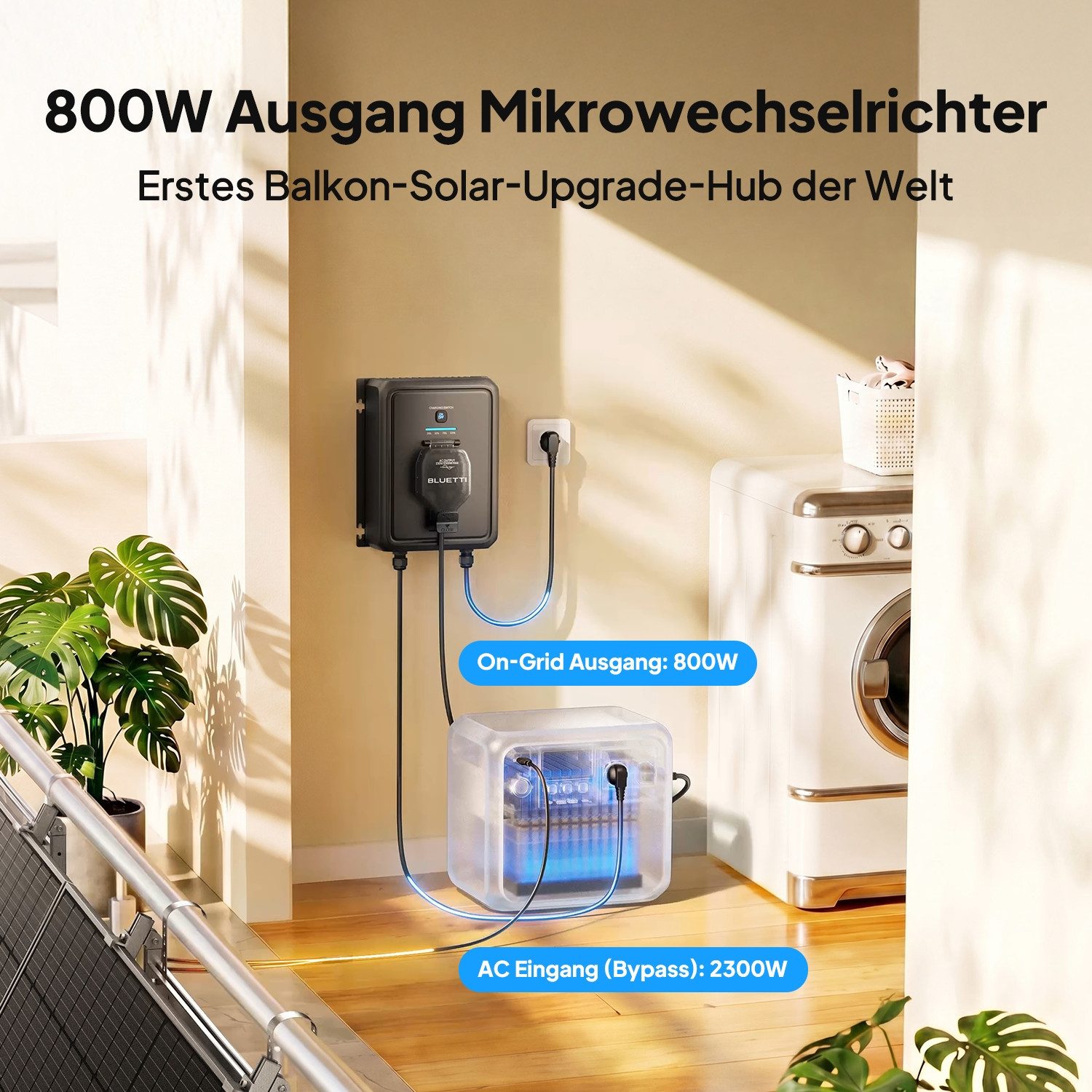 BLUETTI Balkonkraftwerk Balco Transfer Hub, 800W Netzeinspeiseleistung,850W AC-Eingangsleistung, (Ein netzgekoppelter Controller für tragbare Powerstations)