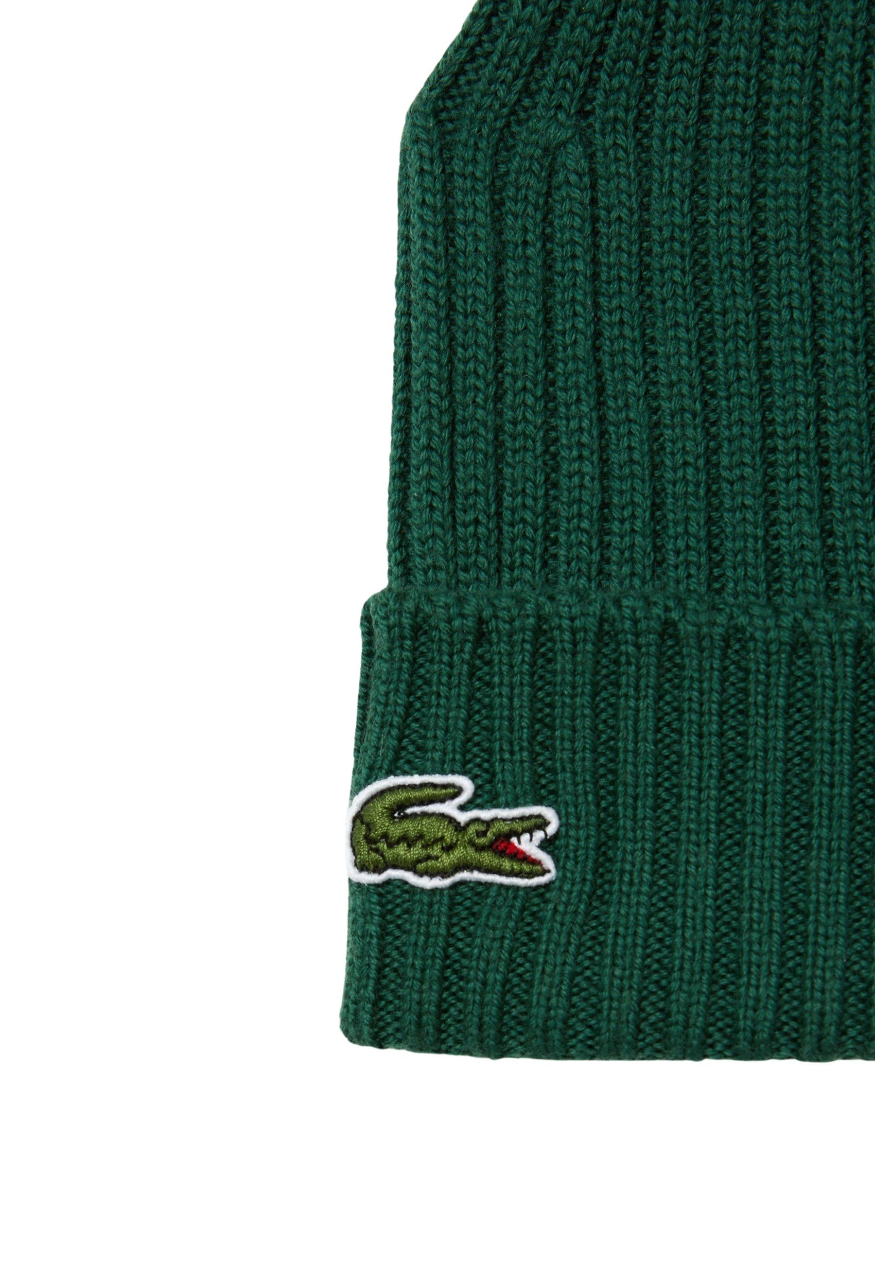 Lacoste Mütze Strickmütze mit Unisex gestickten Logo grün Strick-Beanie (1-St)