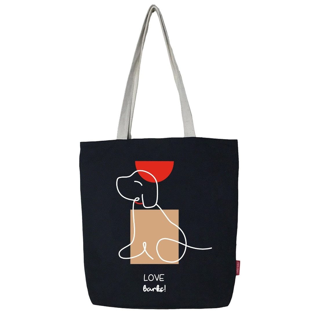 LK Trend & Style Tragetasche Baumwoll-Tasche „Love“ mit Reißverschluss, zauberhafter Hund Aufdruck