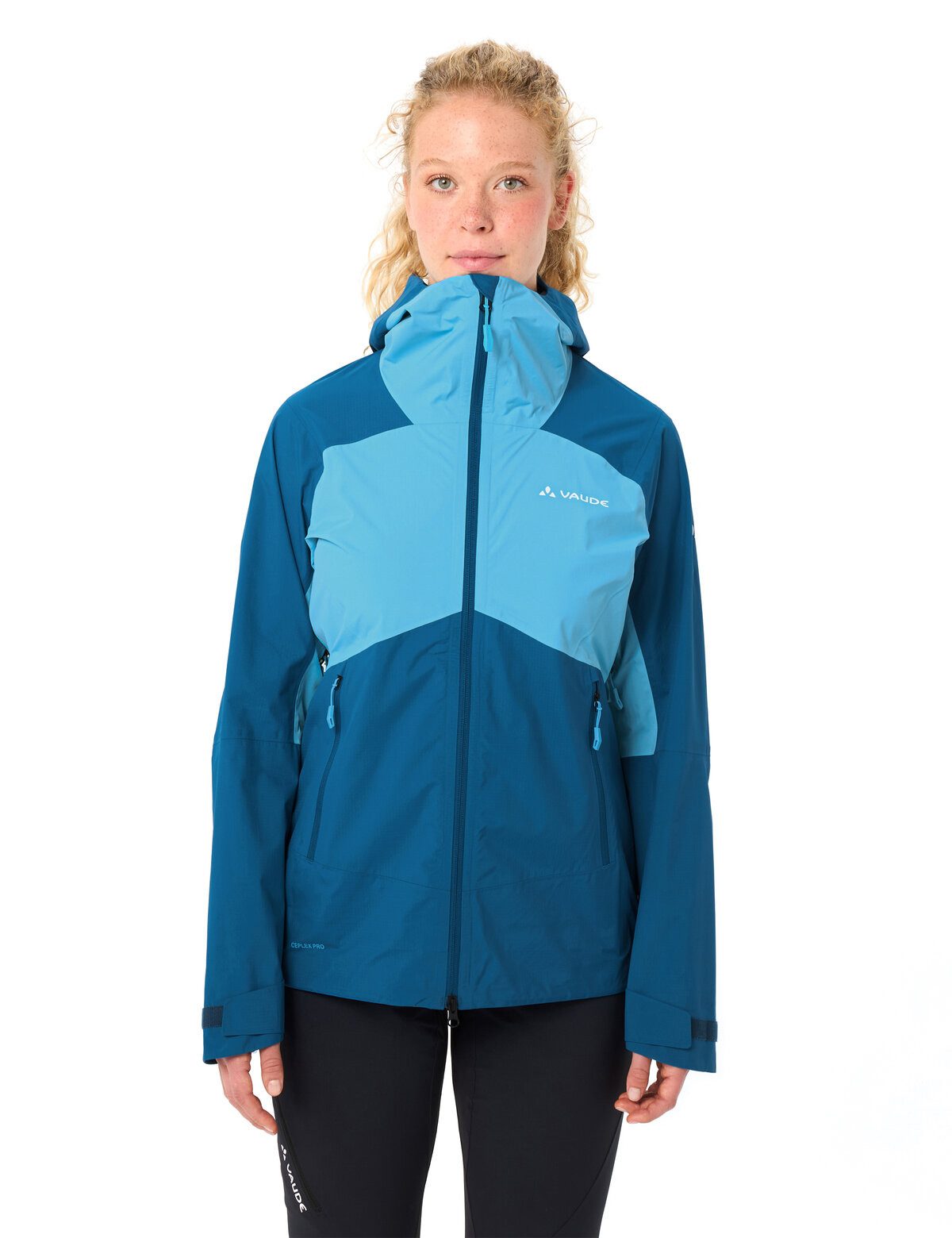 VAUDE Regenjacke WOMEN'S SIMONY 2,5L JACKET V mit Kapuze, wasserdicht, winddicht, atmungsaktiv, Regular Fit, Langarm