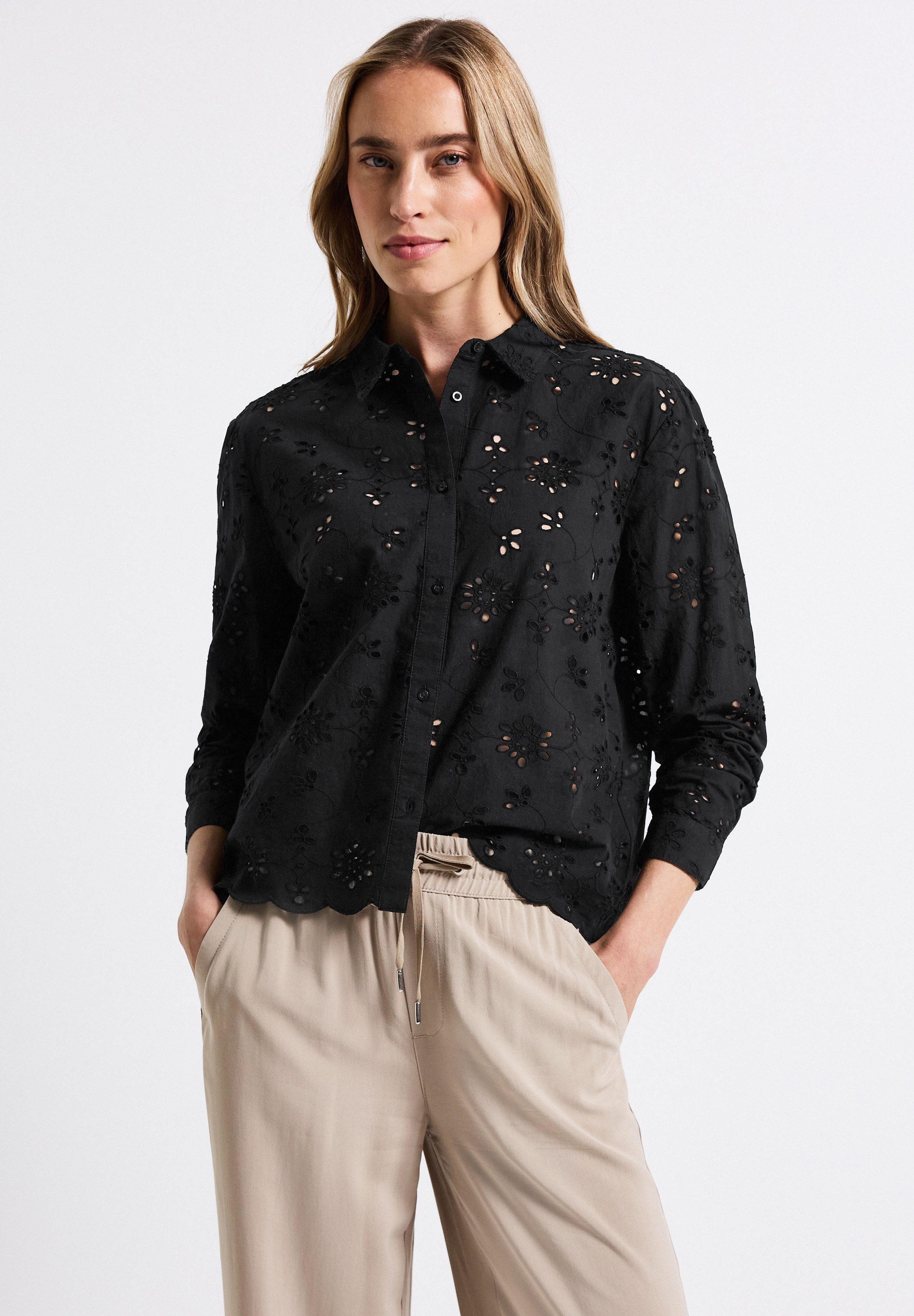 STREET ONE Langarmbluse aus reiner Baumwolle