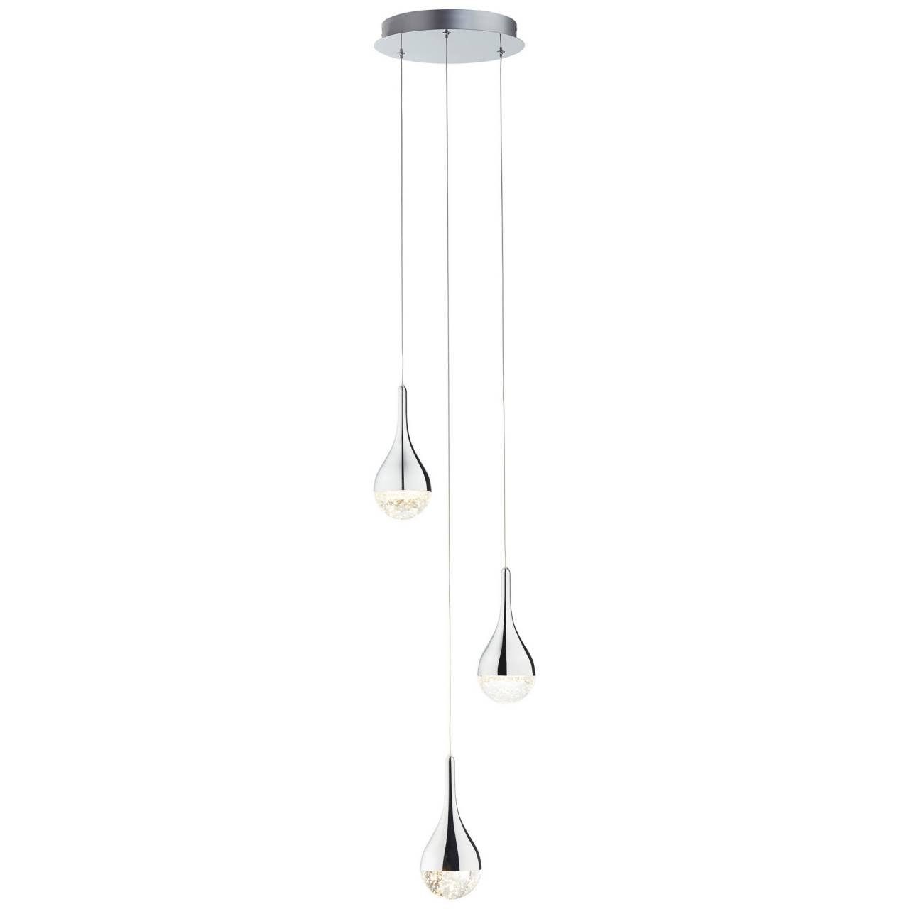 WERTIGES 3x - 5W Lampe Pendelleuchte wertigem chrom Pendelleuchte Frizzante Frizzante, Dekorative mit LED Brilliant LED Akzente 3flg 3000K, Glas setzen easyDim integ, GLAS