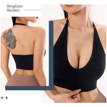 Daisred Rückenfreier BH Damen Neckholder Sport BH Rückenfrei Fitness Bustier