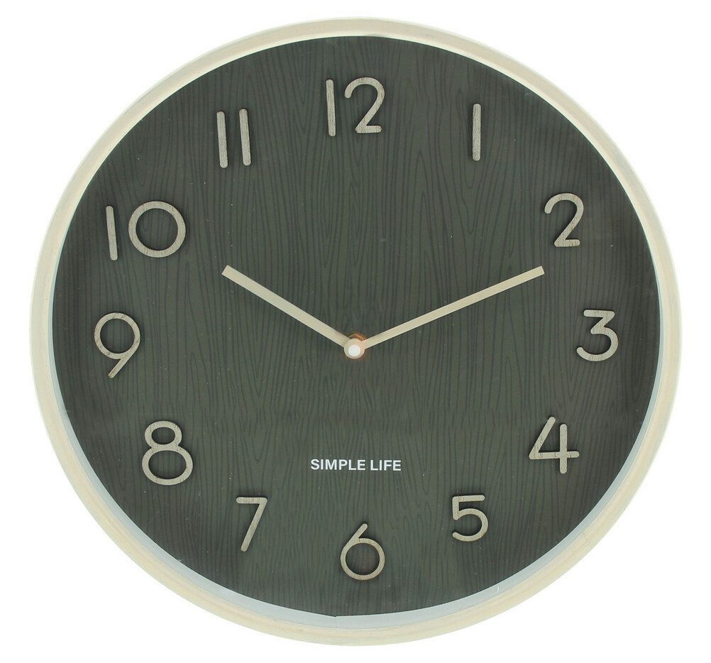 Home-trends24.de Wanduhr Wanduhr Holzoptik Modern Beige Braun Uhr Wanddeko 38 cm