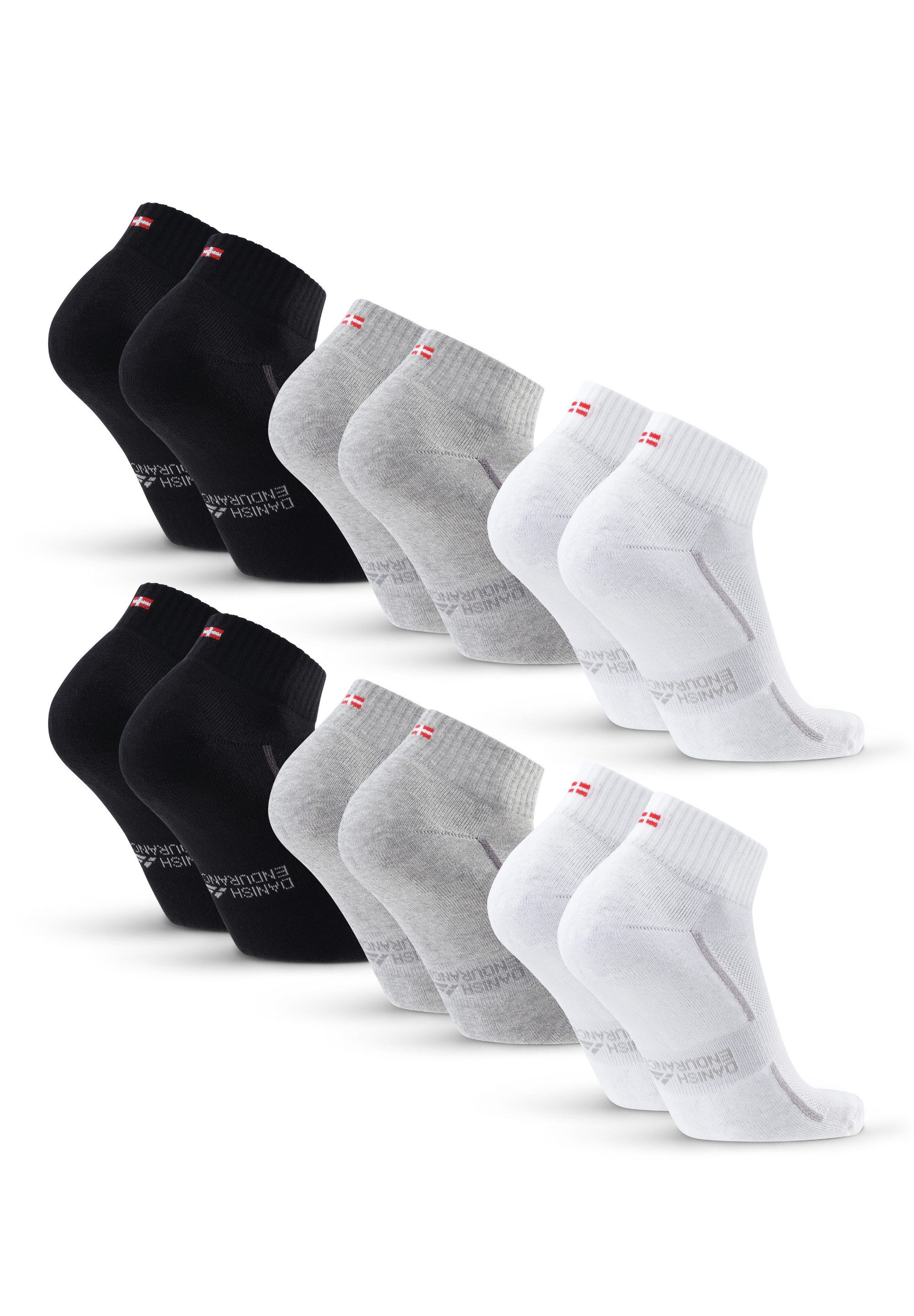 DANISH ENDURANCE Basicsocken Cotton Quarter (6-Paar) Kurze Sportspocken für Fitness & Alltag, Unisex