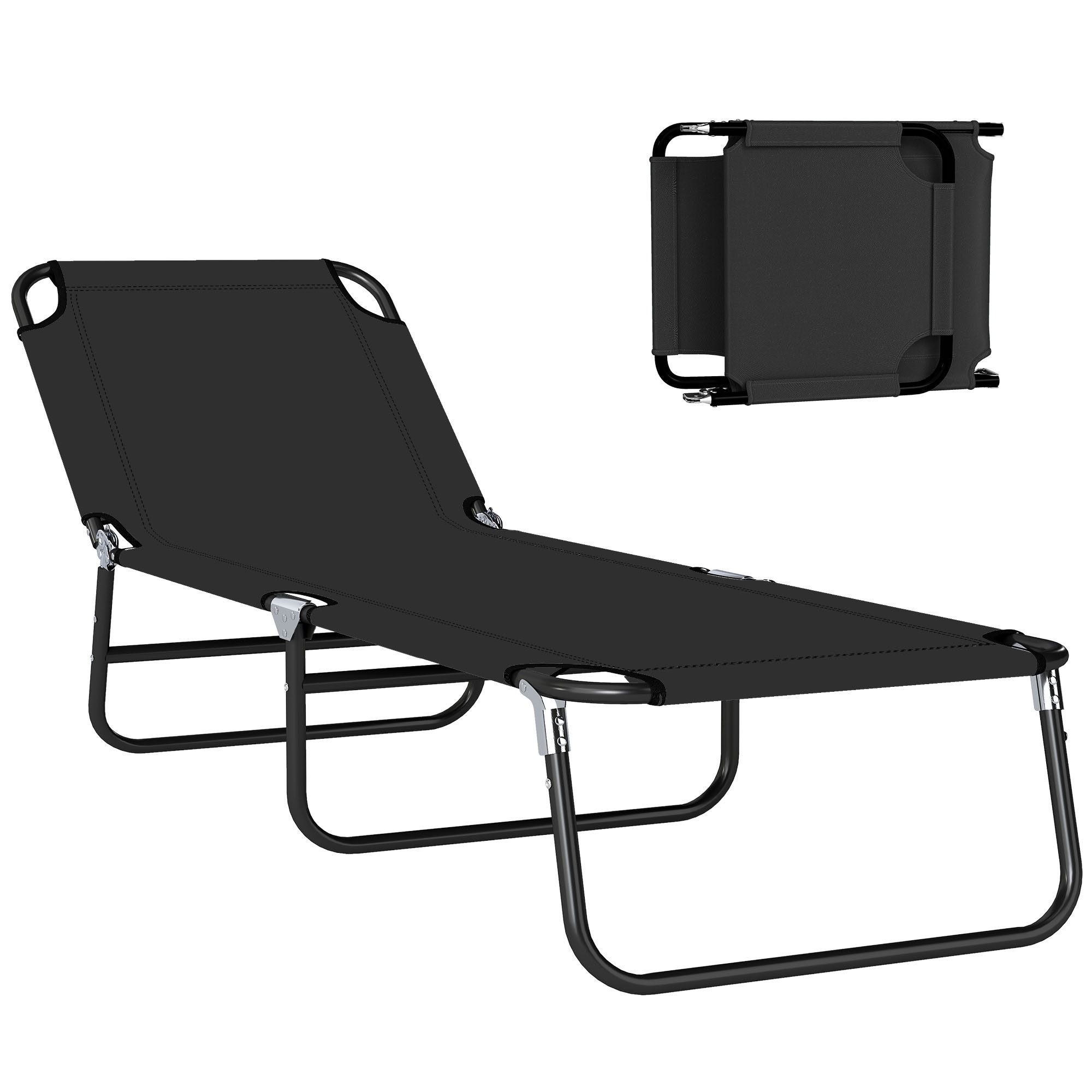 Outsunny Gartenliege Sonnenliege klappbar, wetterfeste Gartenstuhl bis 120 kg belastbar, Campingliege, 1 St., Liegestuhl, für Garten, Balkon, Stahl, 188 x 56 x 28cm
