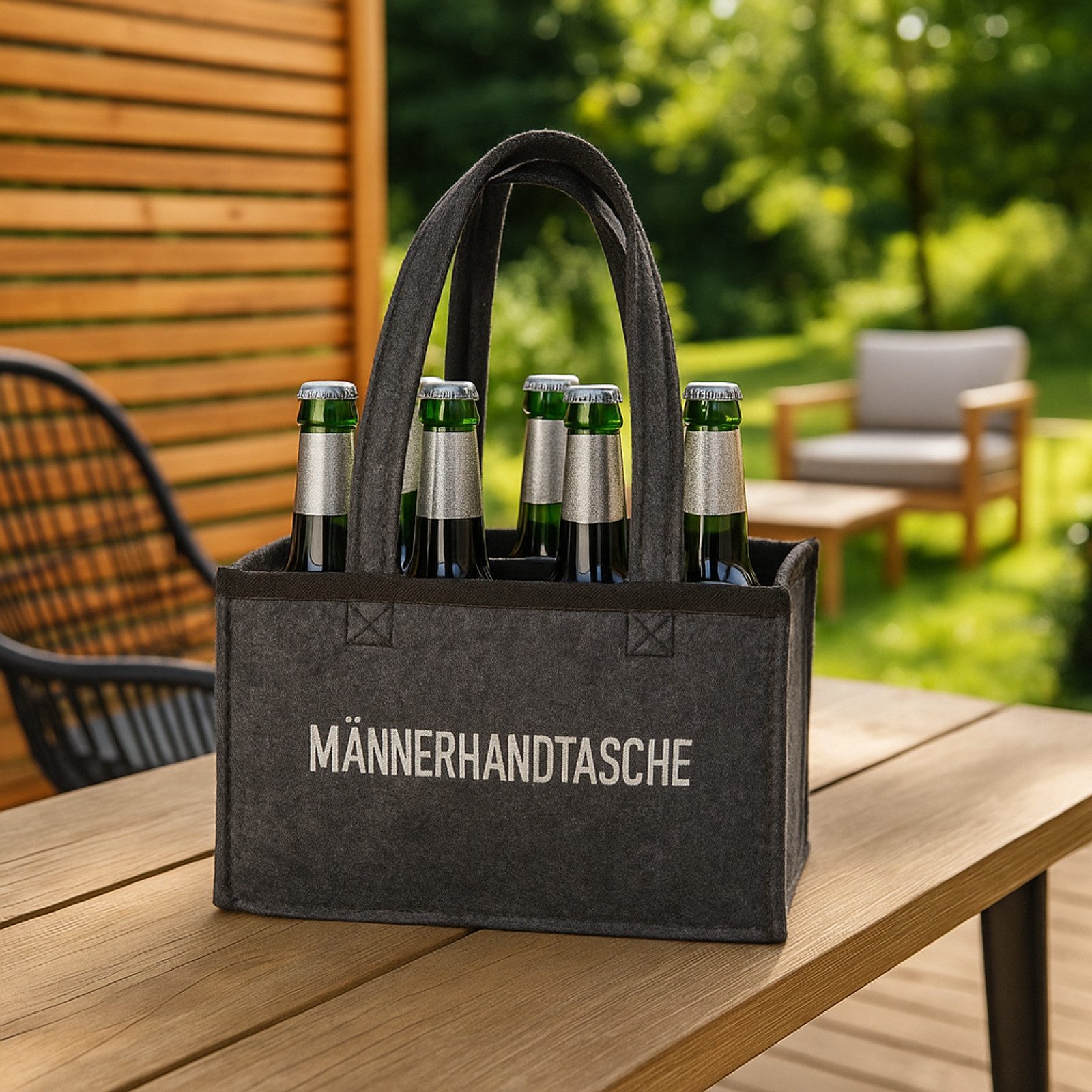 Gravidus Tragetasche Flaschentasche Grau Filz 6 Fächer Männerhandtasche Tra günstig online kaufen