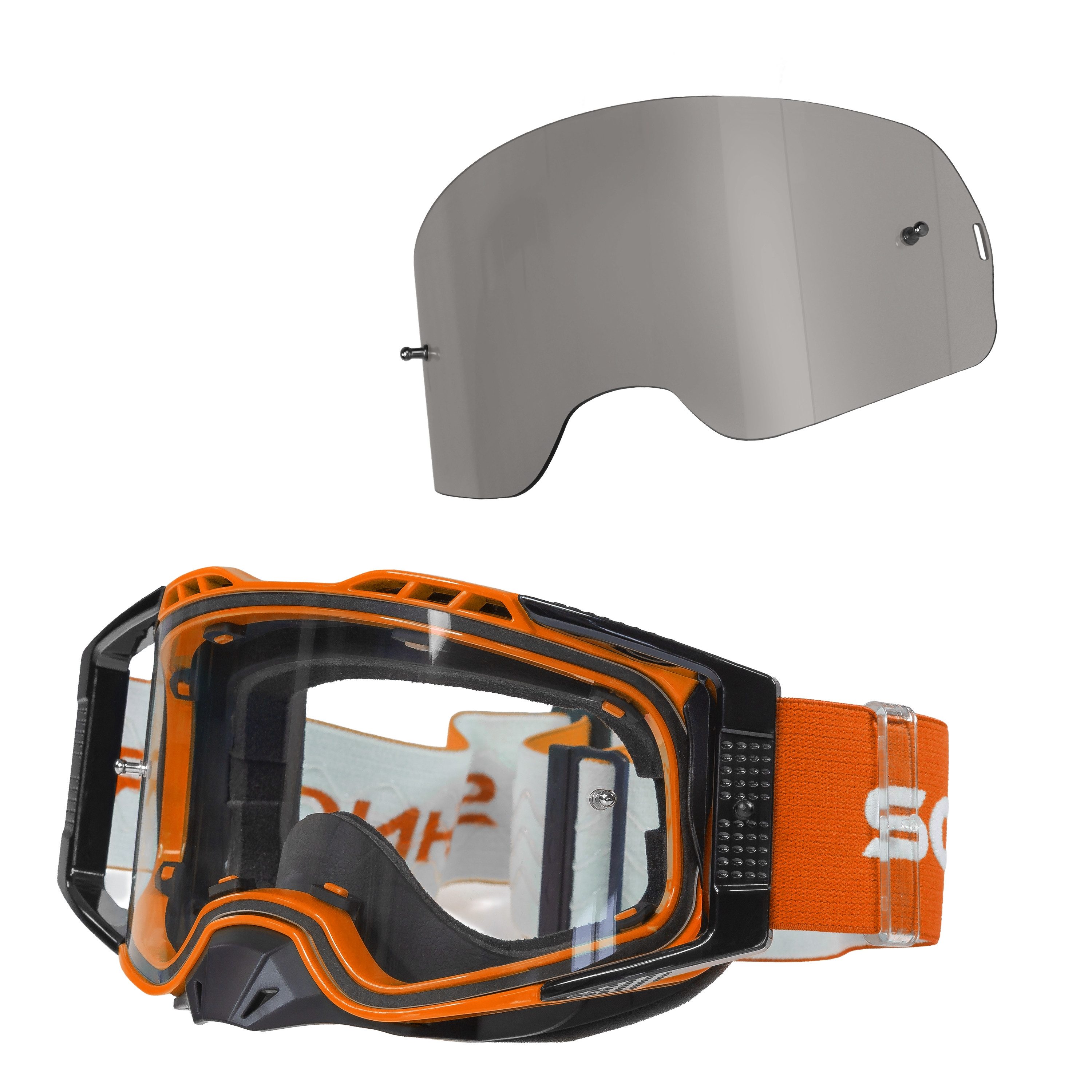 Sportbrille MX Pro Motocross Brille Anti-Fog Tear-Off Roll-Off Wechselglass silber