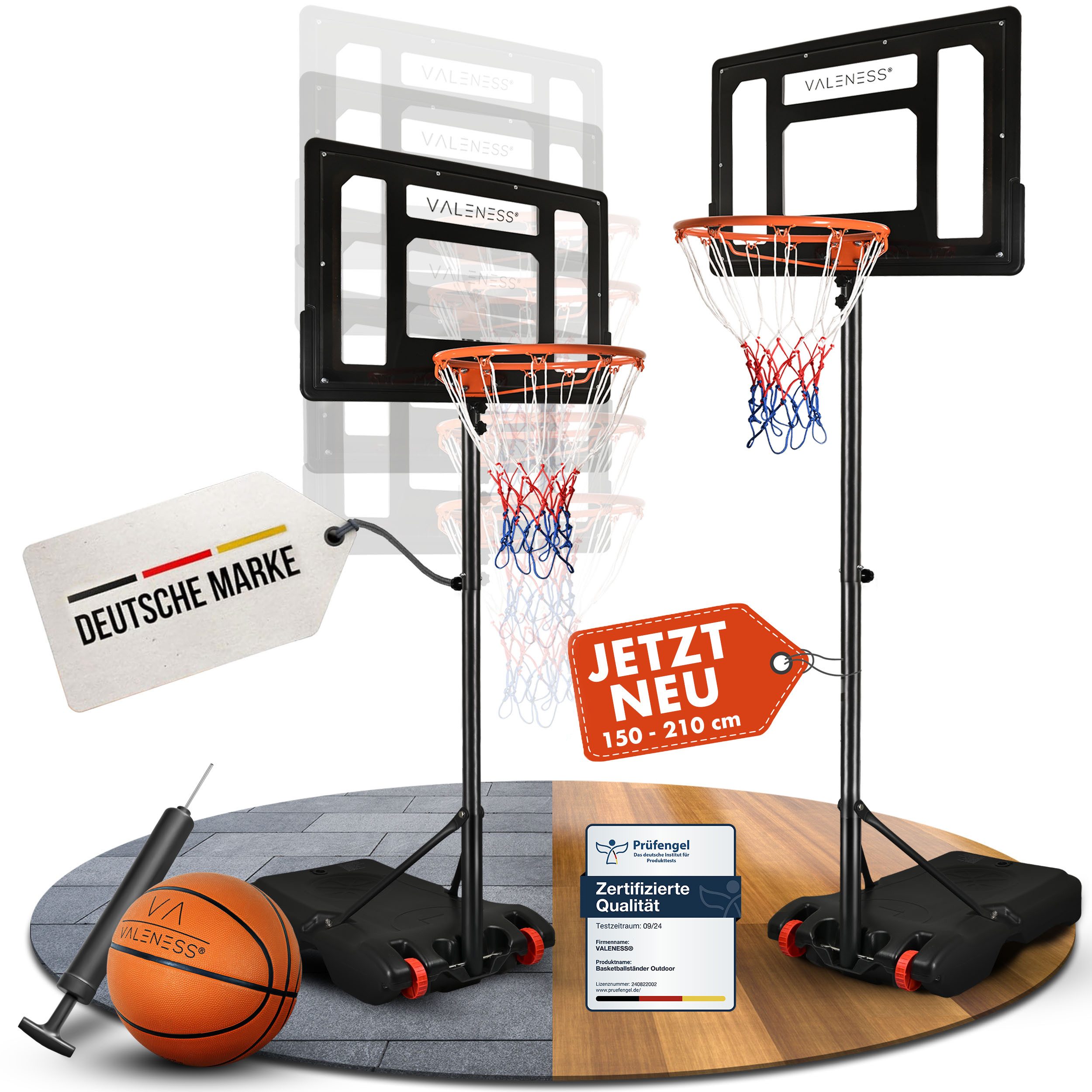 VALENESS Basketballkorb VALENESS® Basketballständer Outdoor - verstellbar [135 bis 305 cm] (1-St)