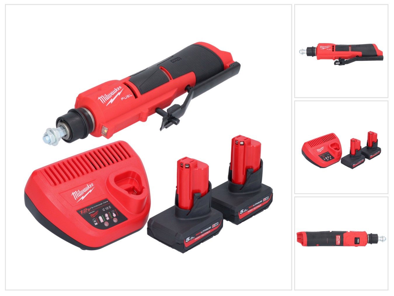 Milwaukee Akku-Geradschleifer Milwaukee M12 FTB-502 Akku Reifenaufrauer 12 V 7/16" Hex Brushless + 2