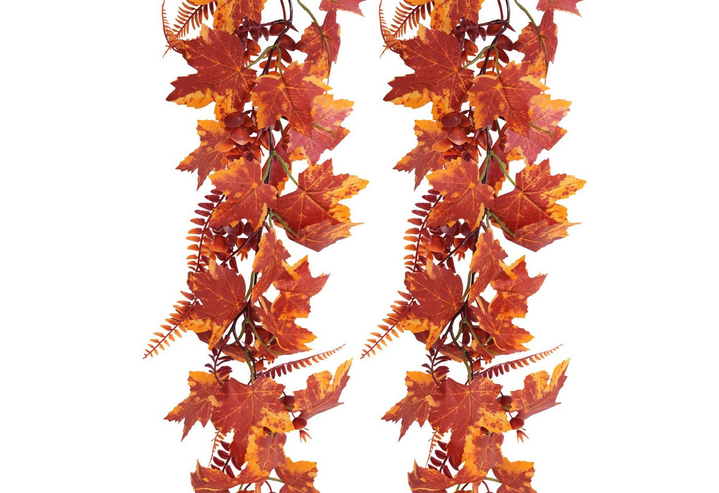 Sorvyzxn Girlande 180 cm Herbst Girlande Ahornblätter, Künstliche Ahornblätter Efeu, Herbstblätter Herbstgirlande für Erntedankfest, Halloween, Abendessen