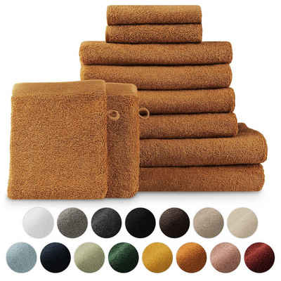 Blumtal Handtuch Set Blumtal 10 Teilig - Handtücher Set 100% Baumwolle, weich und saugstark, Frottee, (10er Set), 2 Bade-, 4 Hand-, 2 Gästetücher + 2 Waschlappen