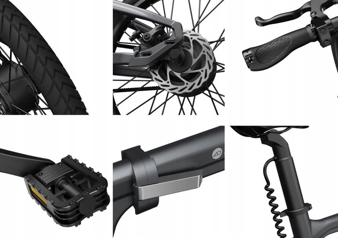 E-Fahrrad Faltbar, 20S ebike Riemenantrieb,Citybike, Hintermotor, Handyhalter E-Bike Damen/Herren,StVZO Grau+Blau 2× Air ADO +Fingerabdruck-Schloss, 1 Gang, mit klapprad