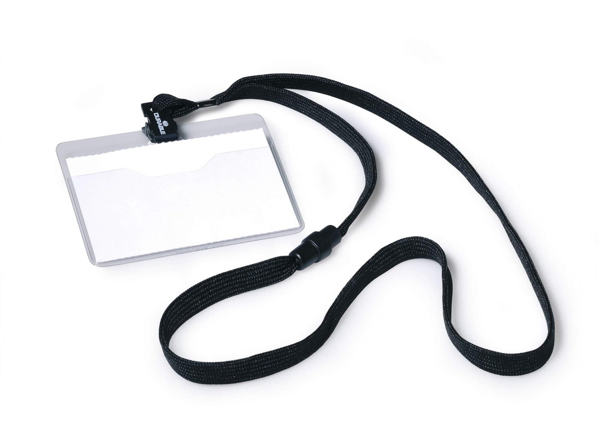DURABLE Etikett Durable Namensschild 60x90mm sw 10St mit Textilband schwarz