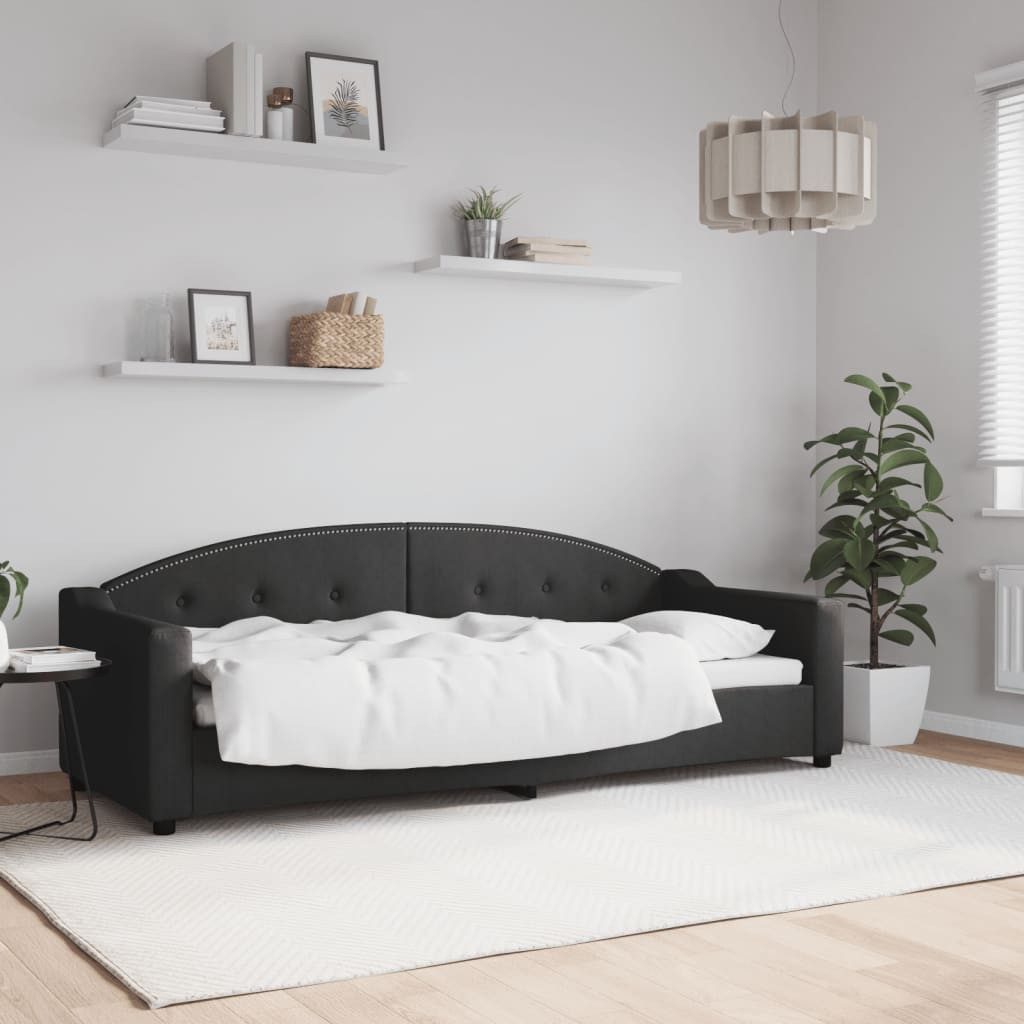 furnicato Bett 2-in-1 Tagesbett Sofa Schwarz 223x90x75 cm mit Massivholz Gestell (1-tlg), Gepolstertes Couchbett mit Lattenrost für Wohn- und Schlafzimmer