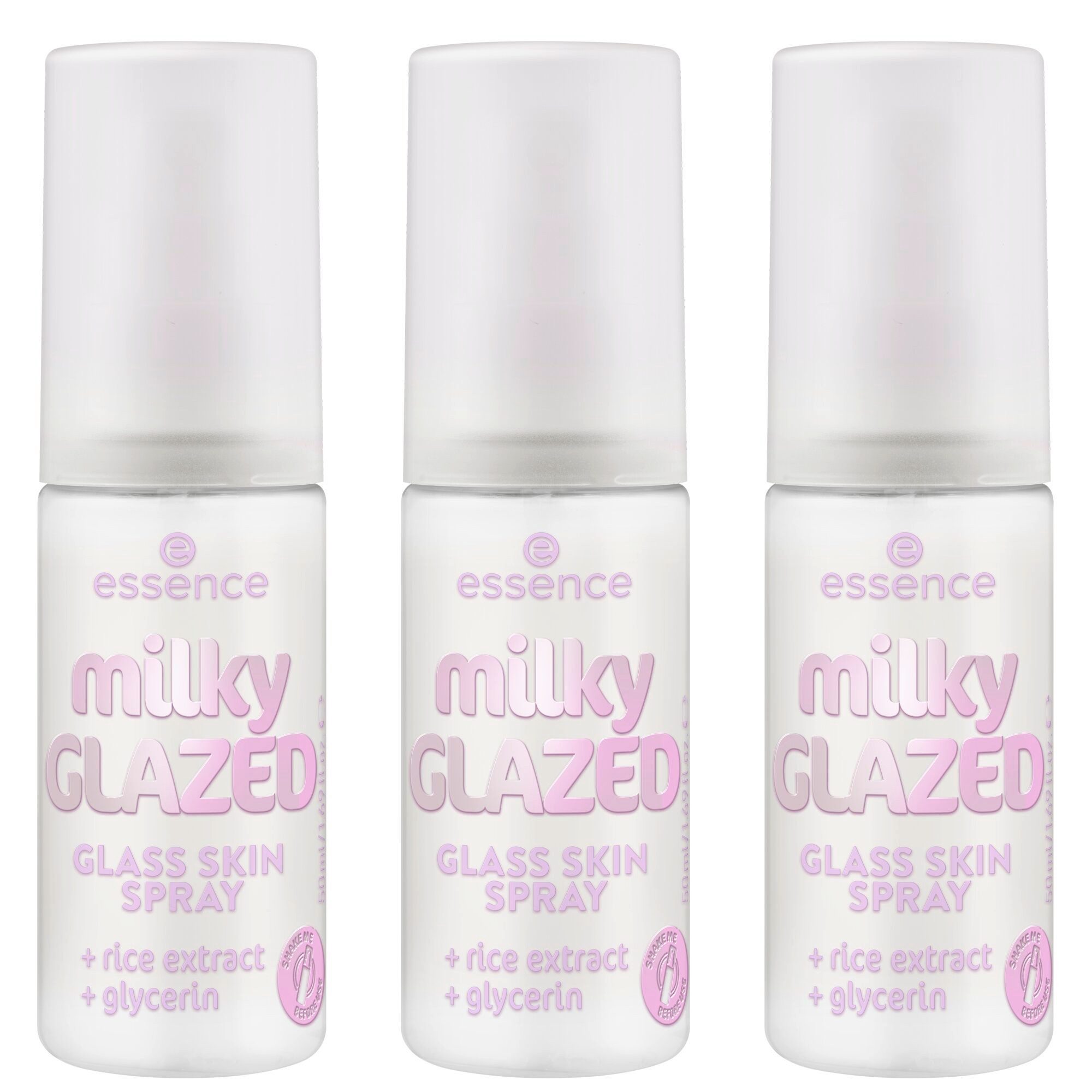 Essence Gesichts- und Körperspray milky GLAZED GLASS SKIN SPRAY Set, 3-tlg.