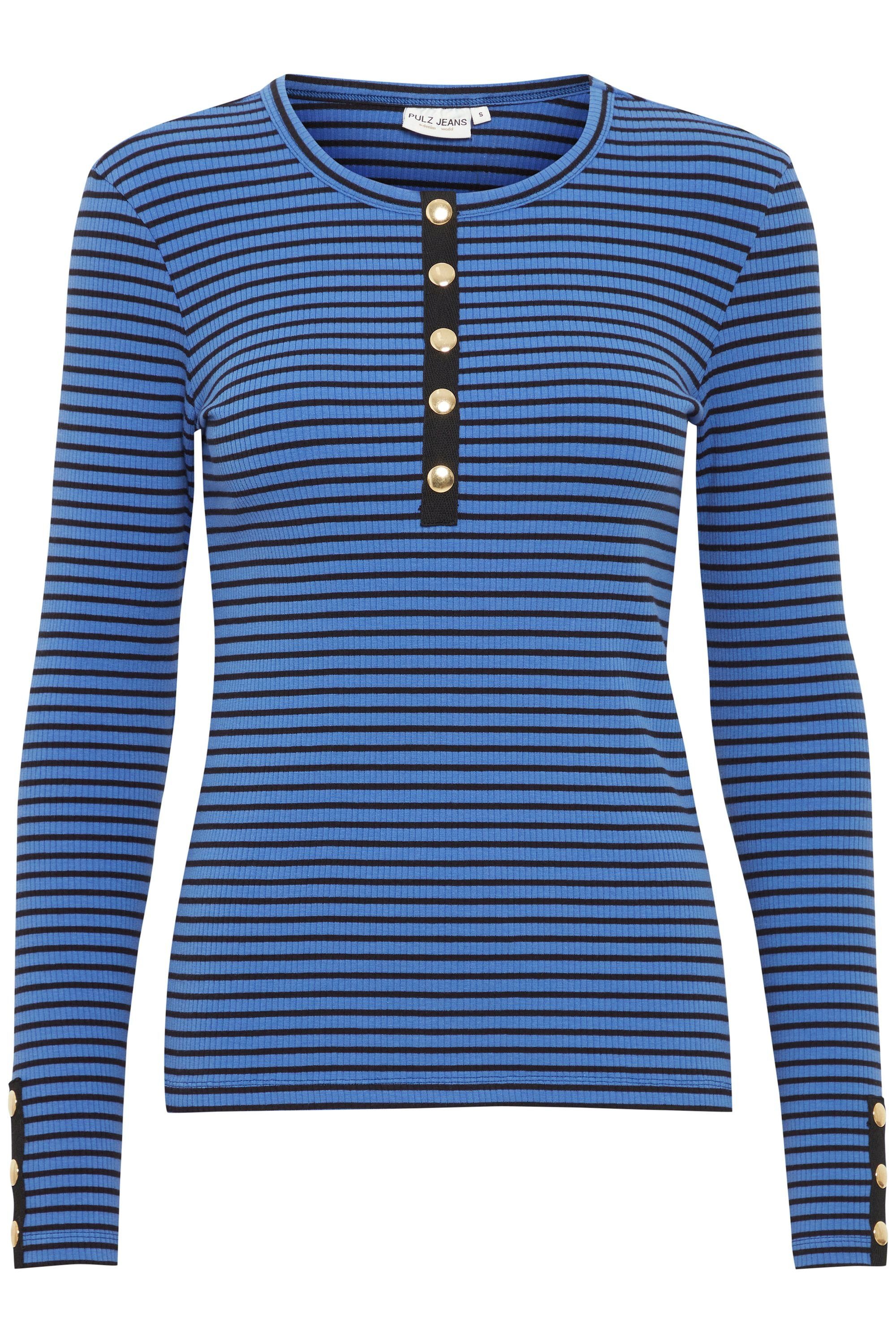 - Sl Longsleeve Tshirt Pulz Stripe PZHAVANA Dazzling Long (201964) Blue Jeans 50207348