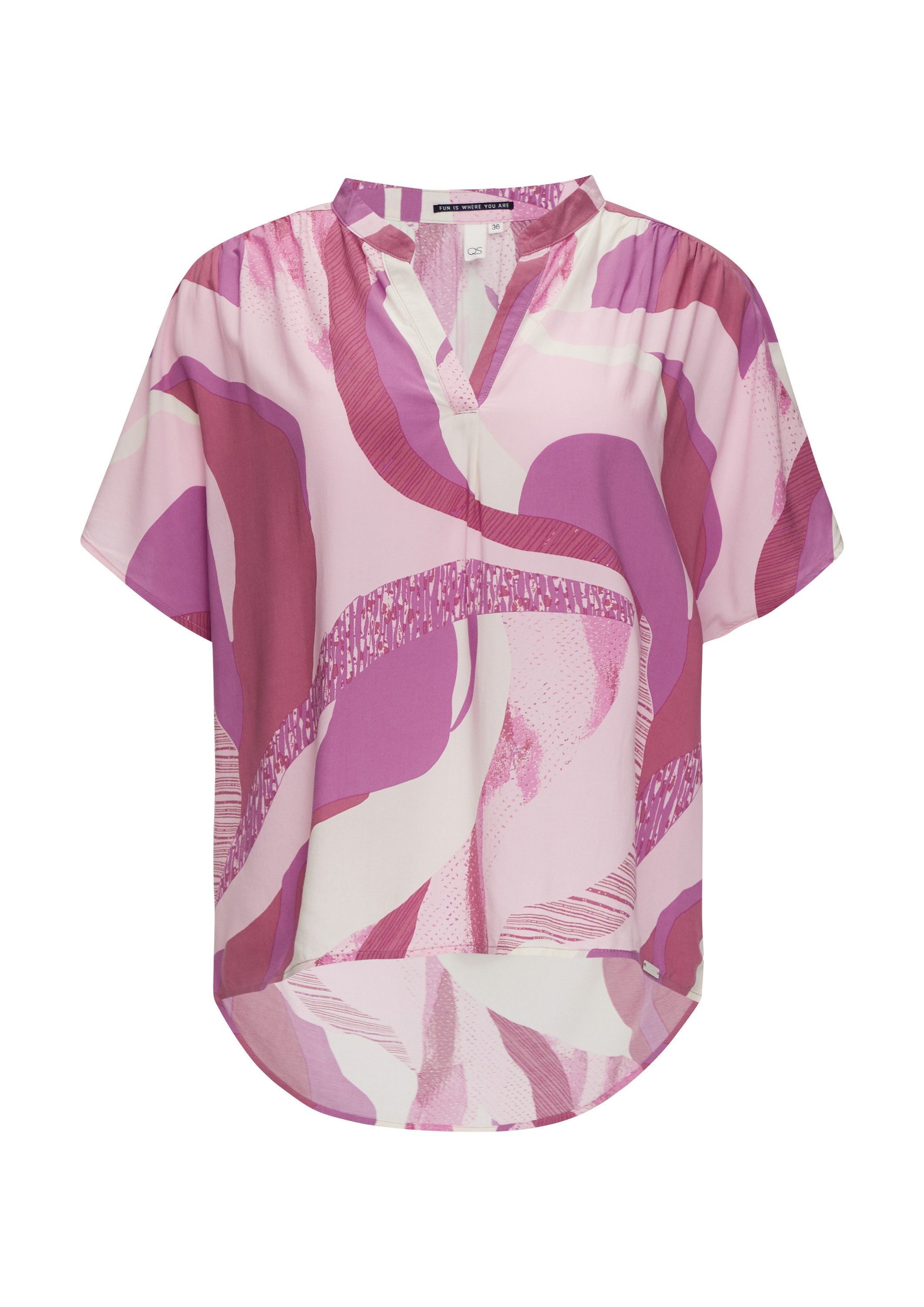QS Kurzarmbluse Bluse Viskosebluse mit All-over-Print günstig online kaufen