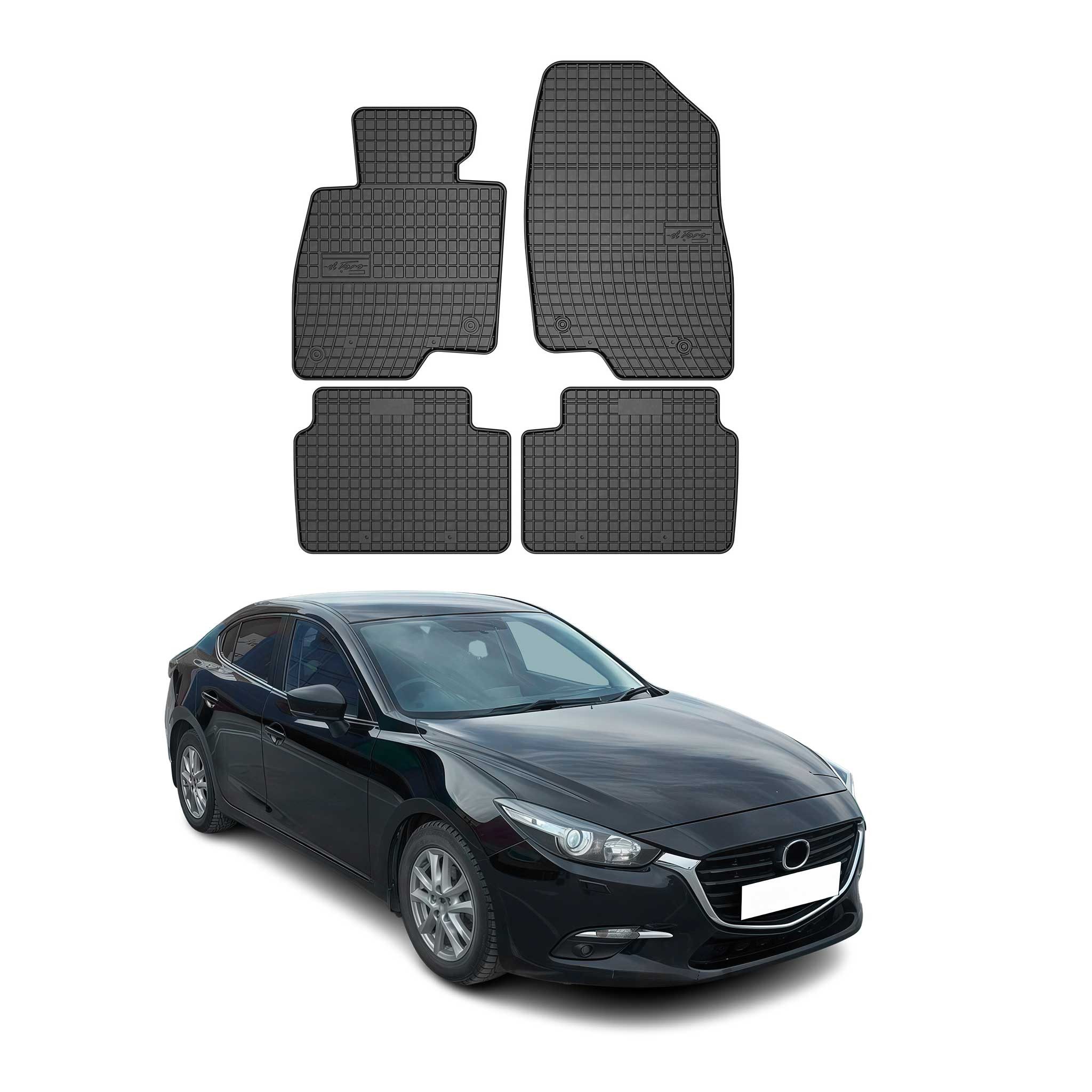 Auto-Fußmatten für Mazda 3 2013-2018 Gummimatten Schwarz 4 tlg