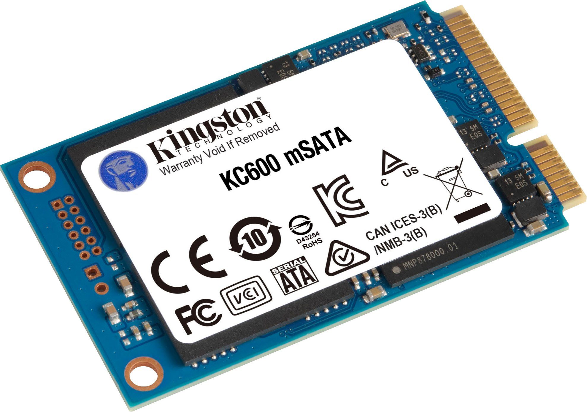 Kingston KC600 mSATA 512GB interne SSD (512 GB) 550 MB/S Lesegeschwindigkeit, 520 MB/S Schreibgeschwindigkeit