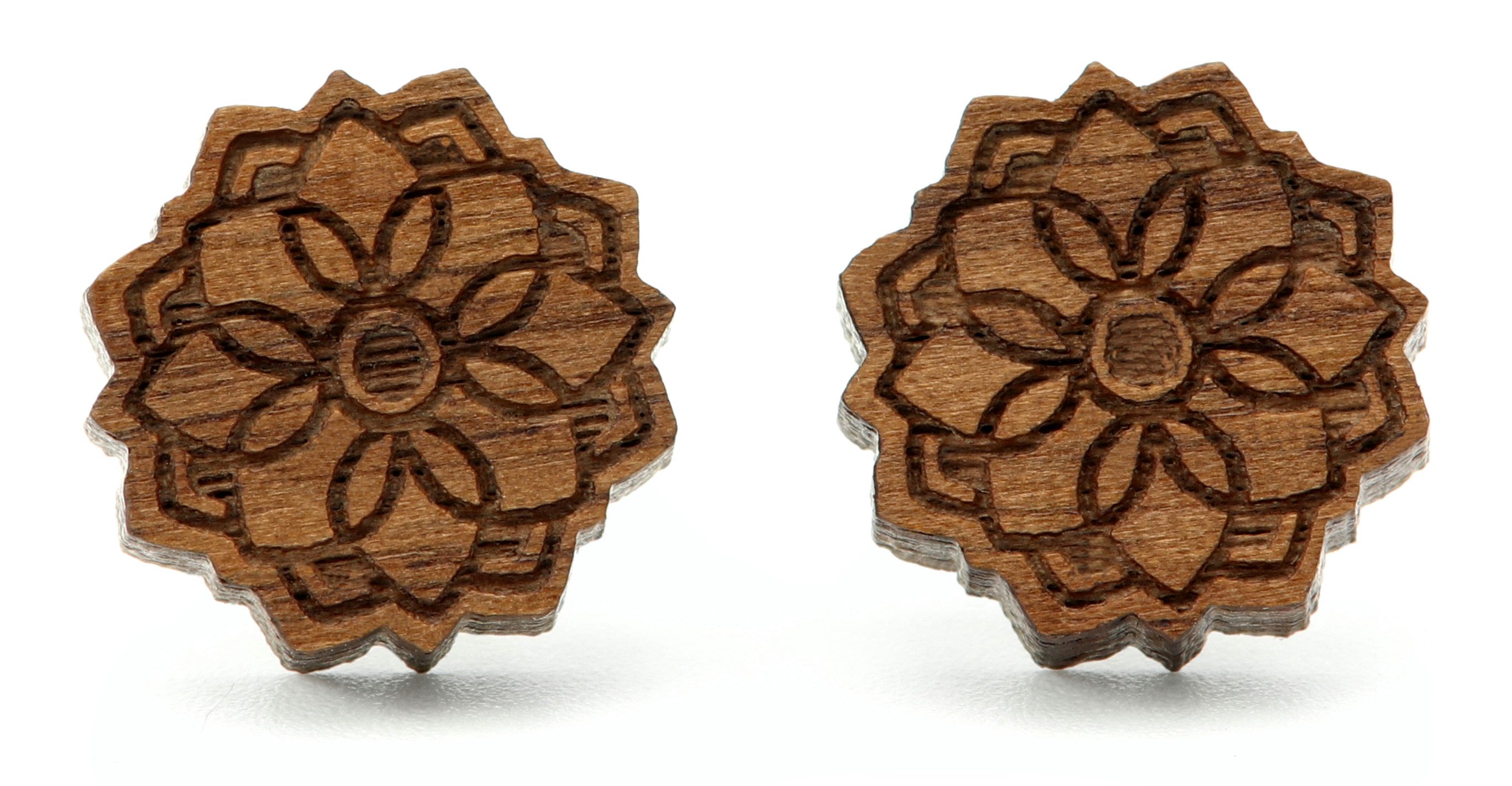 NaturSchatulle Paar Ohrstecker Mandala (Gravur Mandala, blumig, Holzschmuck günstig online kaufen