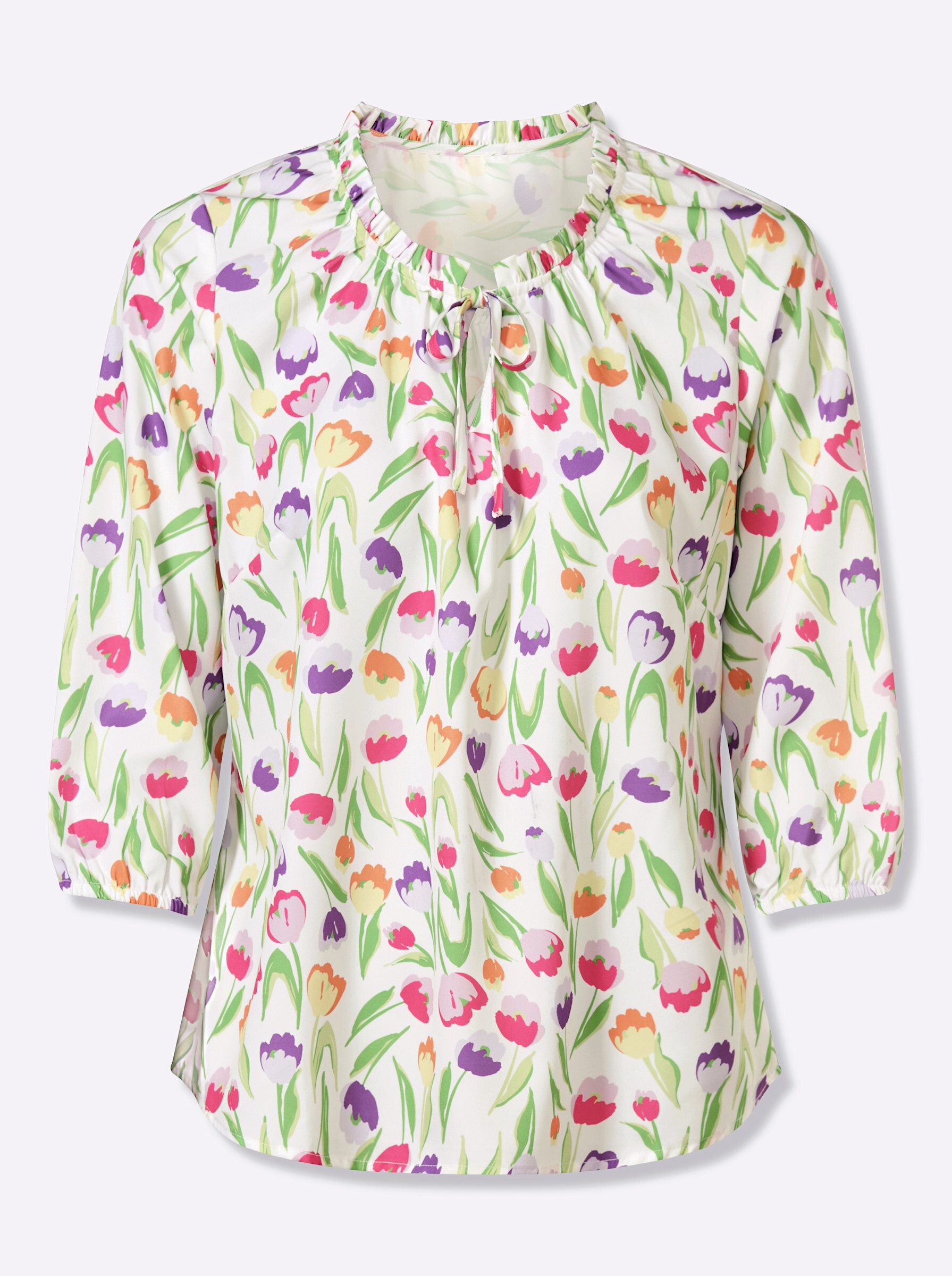 Klassische Bluse Schlupfbluse 3/4-Arm