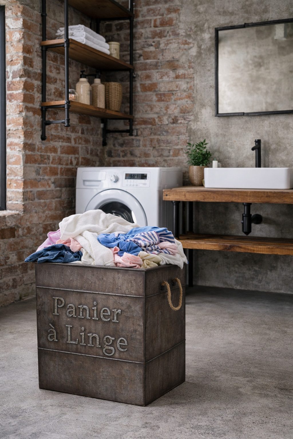 AnticLine Wäschetonne Antic Line Metall Wäschekorb H 60,5cm, B 45cm SEB17548