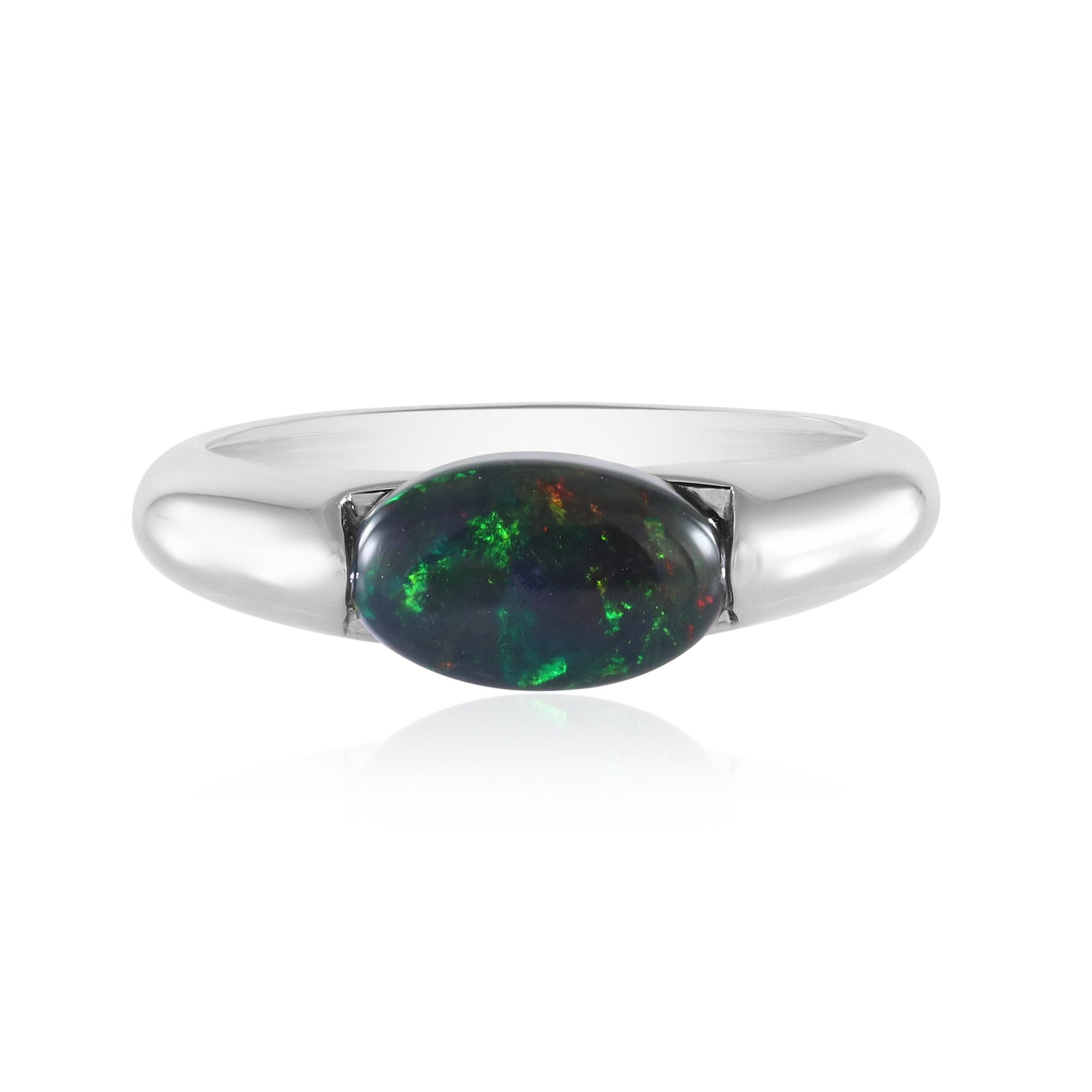 Cavill Solitärring Cavill Ring 0,77 ct Opal grün, Sterlingsilber platinbeschichtet Damen (1-tlg)