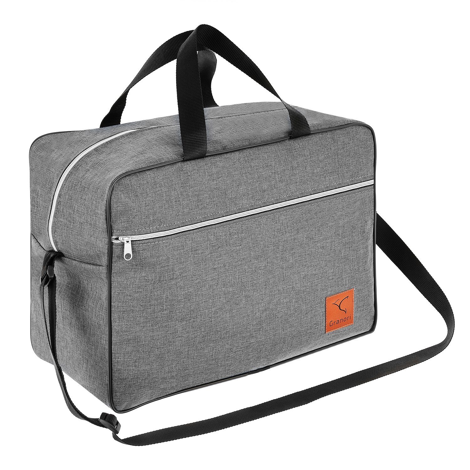 Granori Reisetasche 40x30x25 cm als Handgepäck 30 l für Flug mit z. B. Eurowings, extra leicht, mit geräumigem Hauptfach und verstellbarem Schultergurt Grau