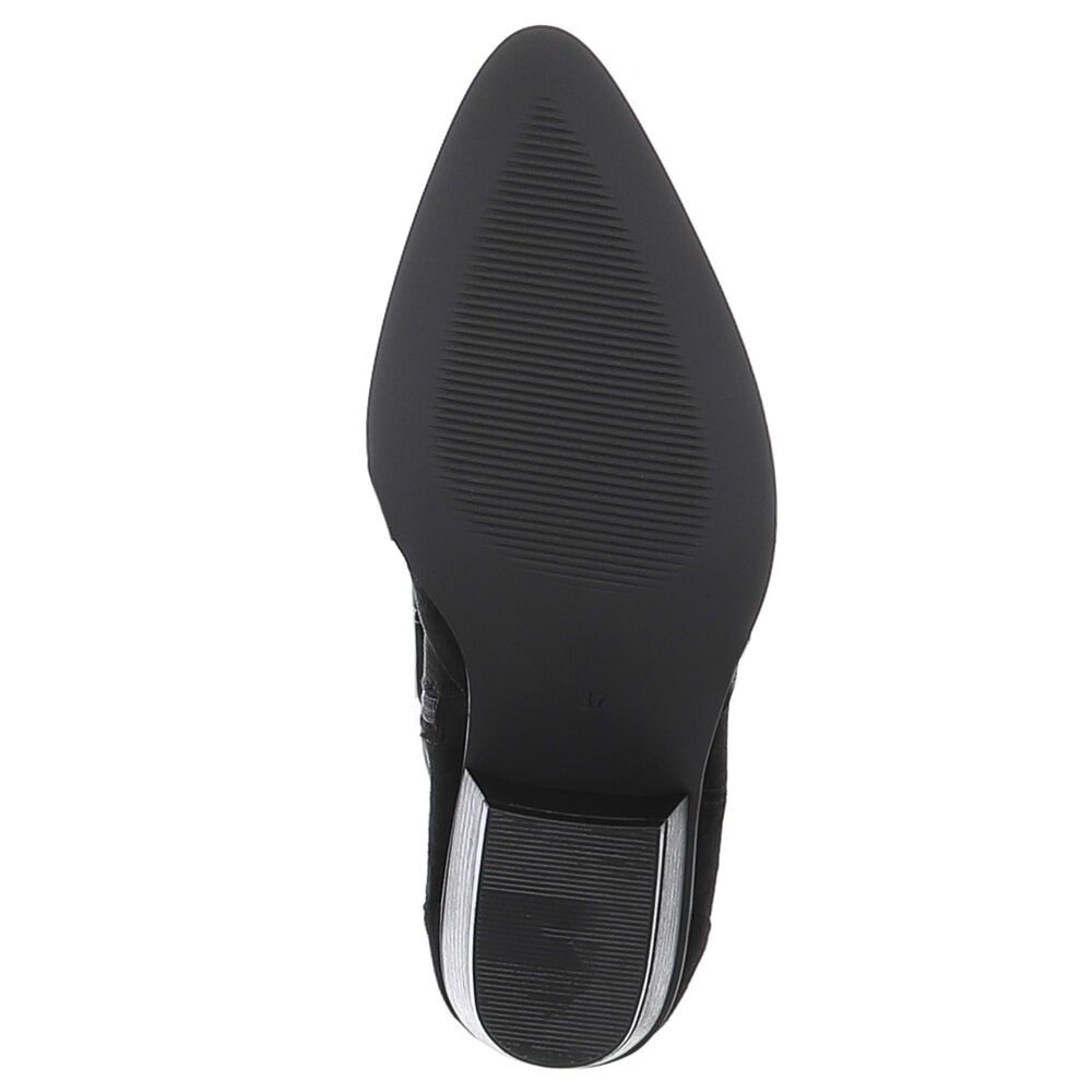 Ital-Design Elegante Damenstiefel mit hohem Schaft und Komfort Westernstiefel (90515115) Blockabsatz Flache Stiefel in Schwarz