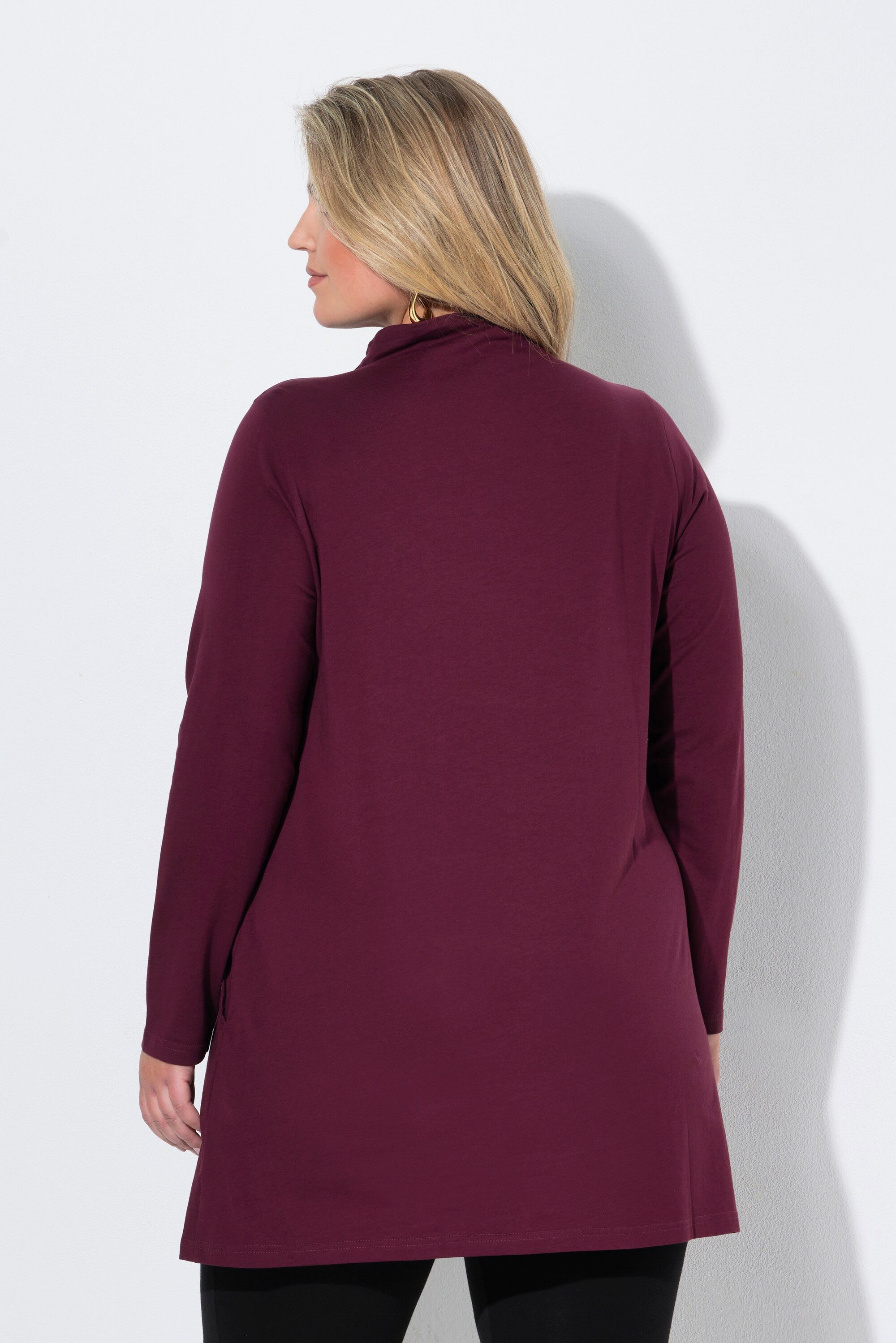 Ulla Popken Longshirt Longshirt A-Linie Stehkragen Langarm Taschen