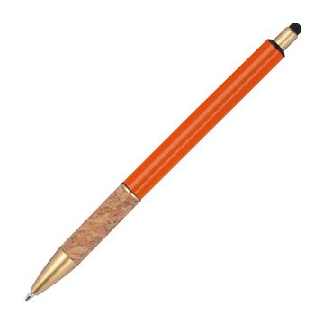 Livepac Office Kugelschreiber 10 Touchpen Metall-Kugelschreiber mit Korkgriffzone / Farbe: orange