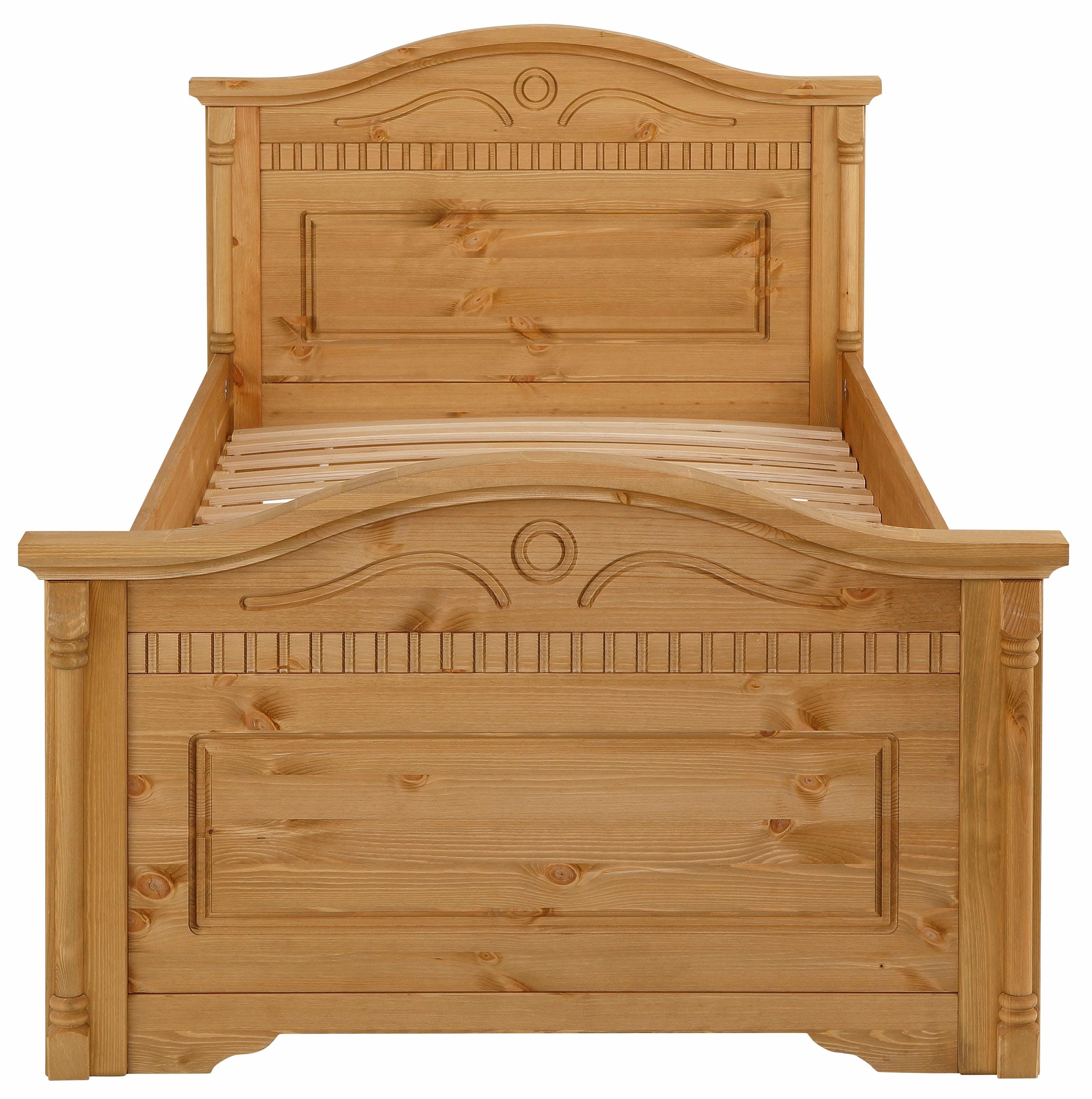 OTTO home Massivholzbett Graz, hohe Belastbarkeit, klassischer Landhausstil, FSC® zertifiziert (Breite/Belastbarkeit 180cm/220 KG, 90cm/=120KG), mit dekorativen Fräsungen, inklusive Lattenrost