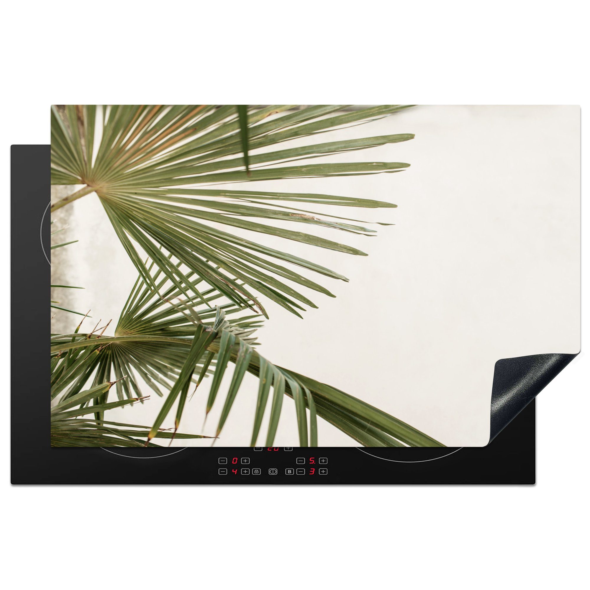 MuchoWow Herdblende-/Abdeckplatte Palme - Blätter - Grün, Vinyl, (1 tlg), 81x52 cm, Induktionskochfeld Schutz für die küche, Ceranfeldabdeckung