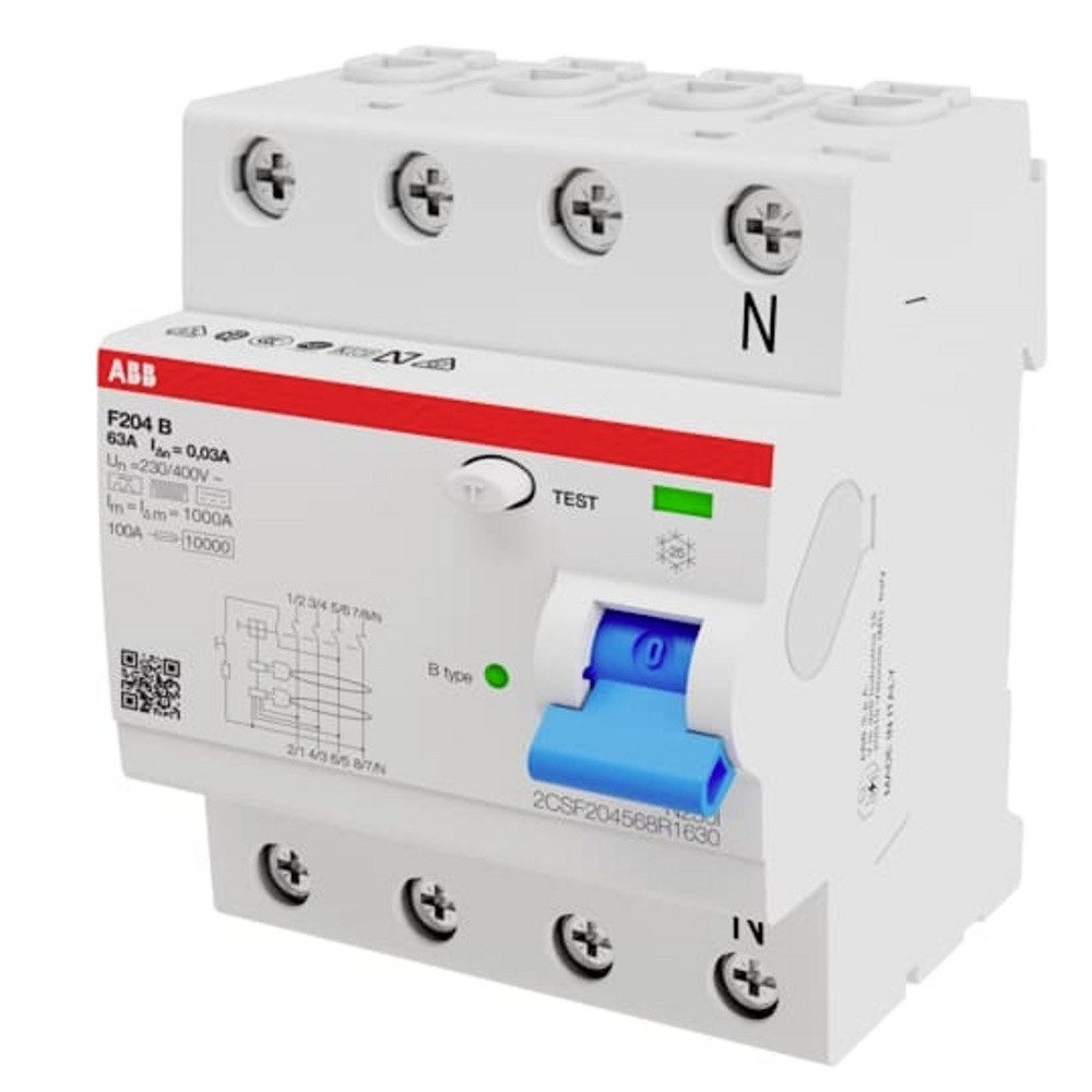 ABB Sicherheitsrelais ABB 2CSF204568R1630 F204B-63/0,03 FI-Schutzschalter 63 A 400 V
