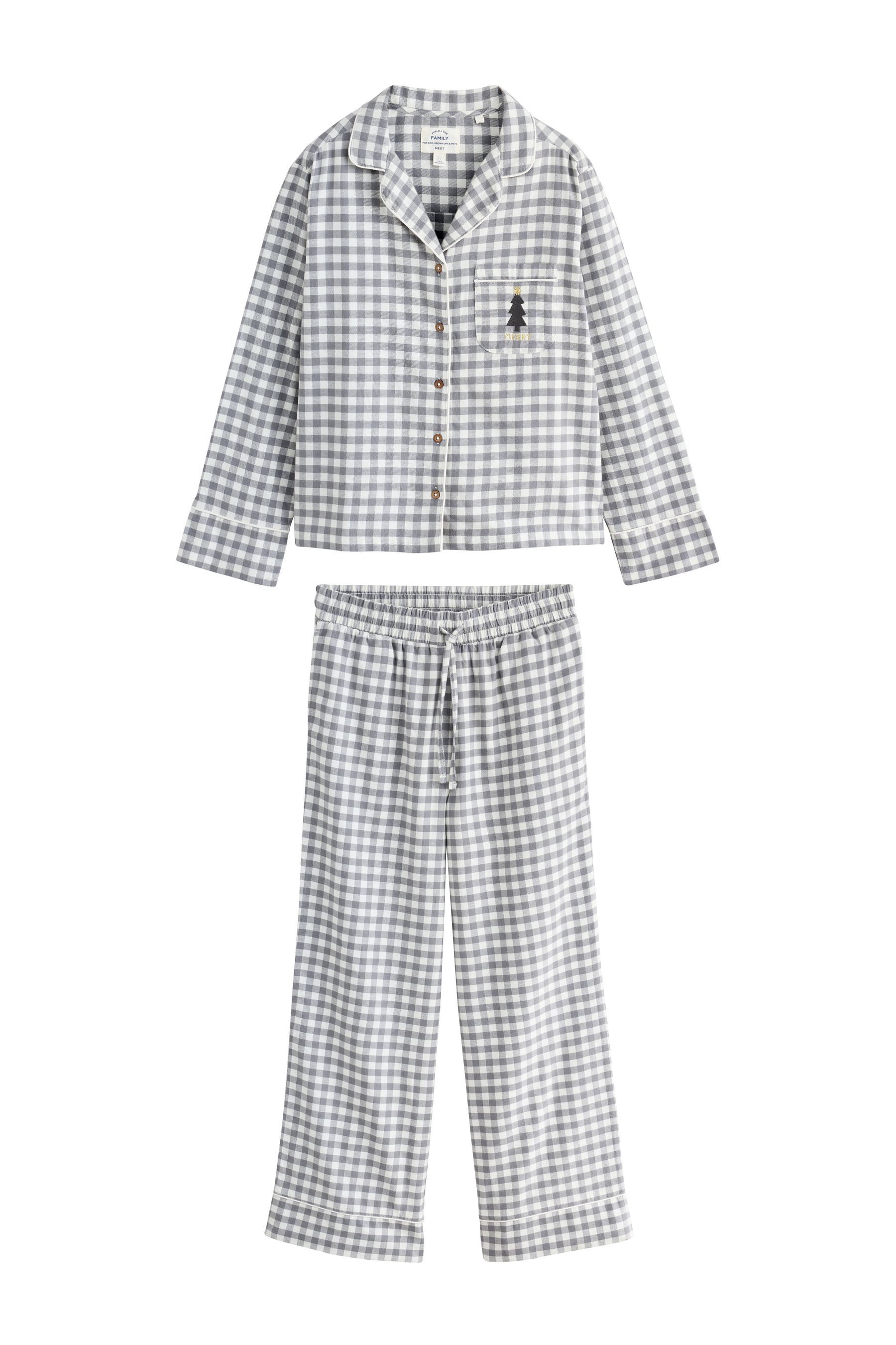 Next Pyjama Weihnachtlicher, geknöpfter Flanell-Schlafanzug, (2 tlg)