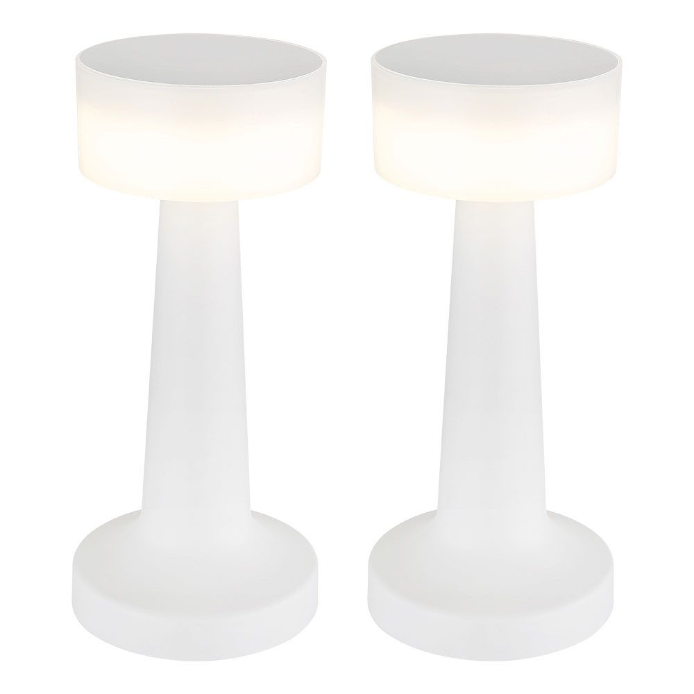 GLOBO LIGHTING LED Tischleuchte, LED-Leuchtmittel fest verbaut, Warmweiß, Neutralweiß, Tageslichtweiß, LED Tischleuchte Wohnzimmerlampe Touchdimmer Akku USB weiß H 21,5cm 2x