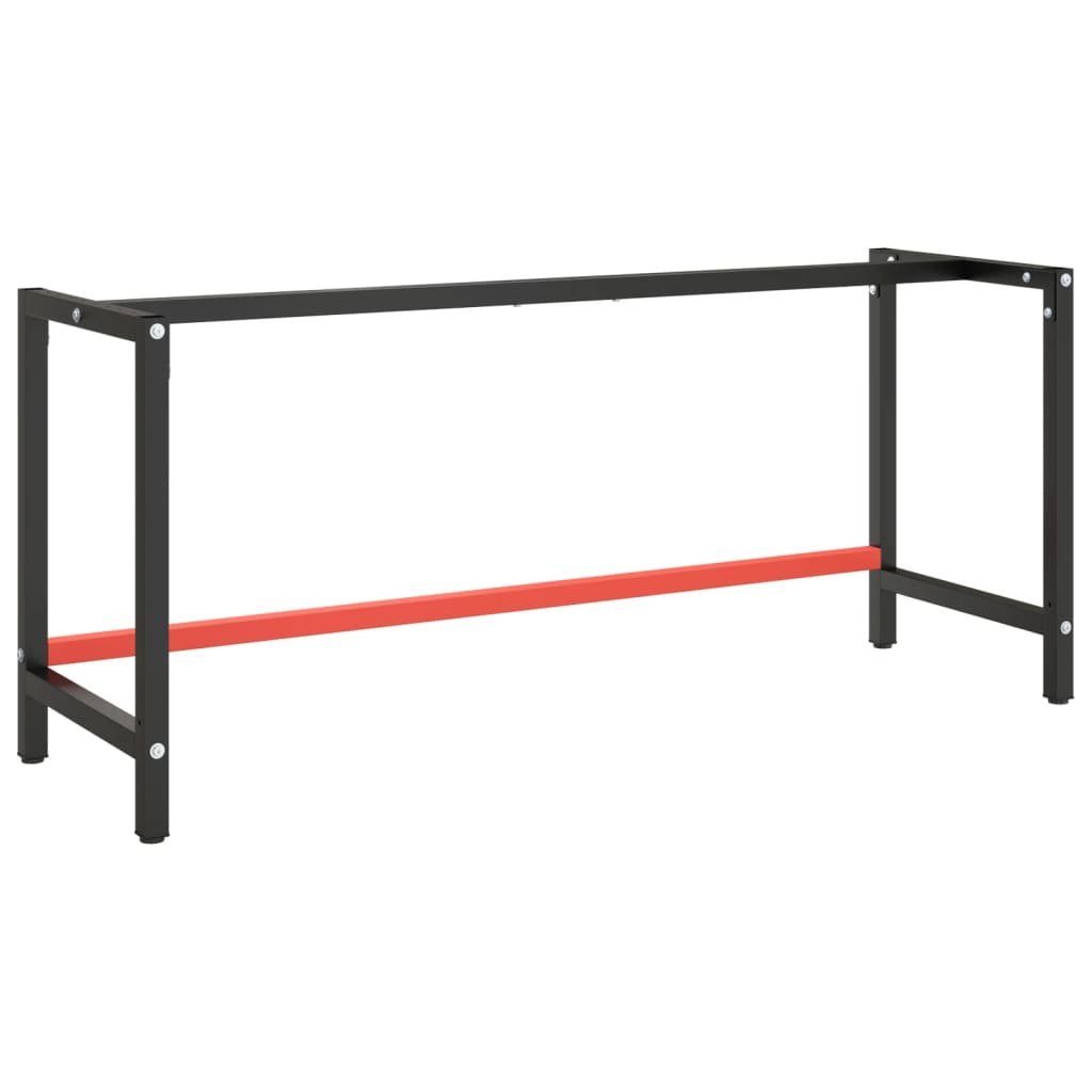 vidaXL Tischbein Werkbankgestell Mattschwarz und Mattrot 180x57x79 cm Metall