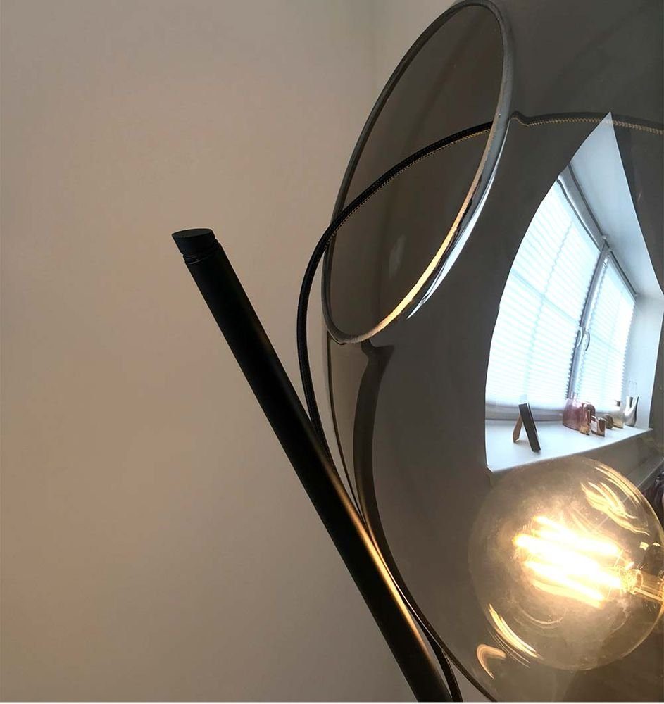 s.luce Stehlampe Schwarz/Rauch 40cm Glas-Stehlampe Sphere