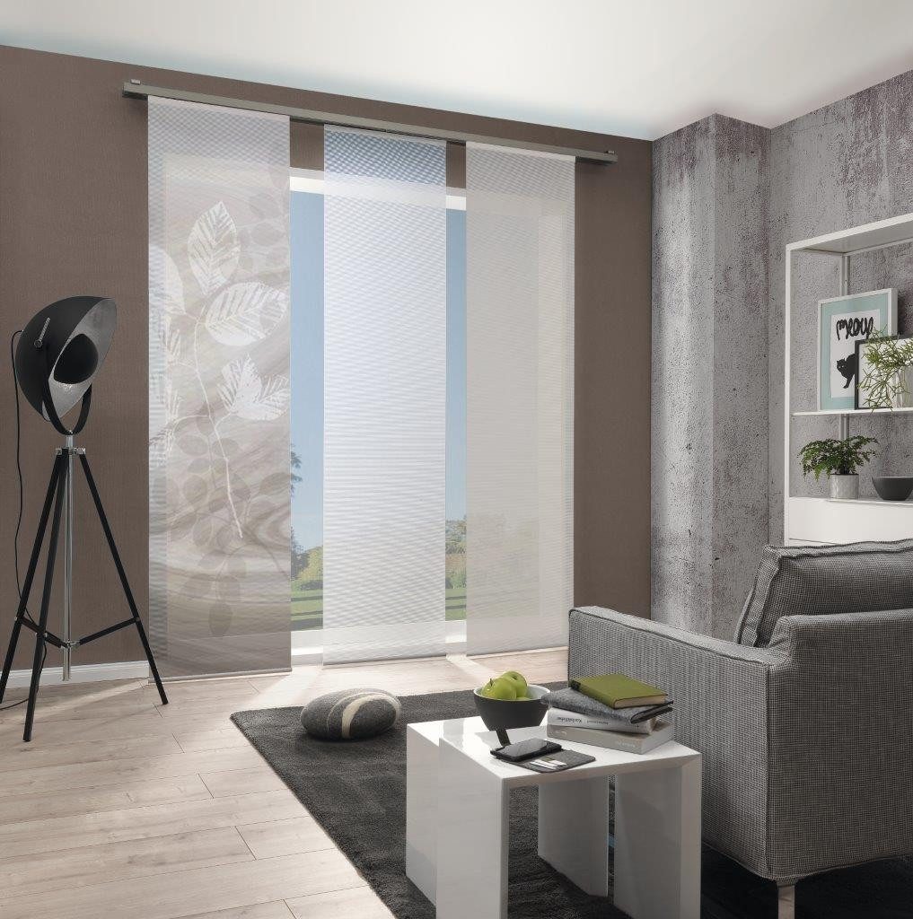 HOME WOHNIDEEN Schiebegardine 3er-Set Schiebegardine TOUPILLON, halbtransparent, 100% Polyester