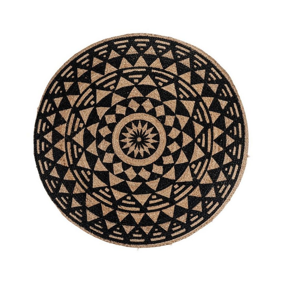 Teppich Bombay Rug - Teppich aus geflochtener Jute natur/schwarz, Ø120 cm,  House Nordic