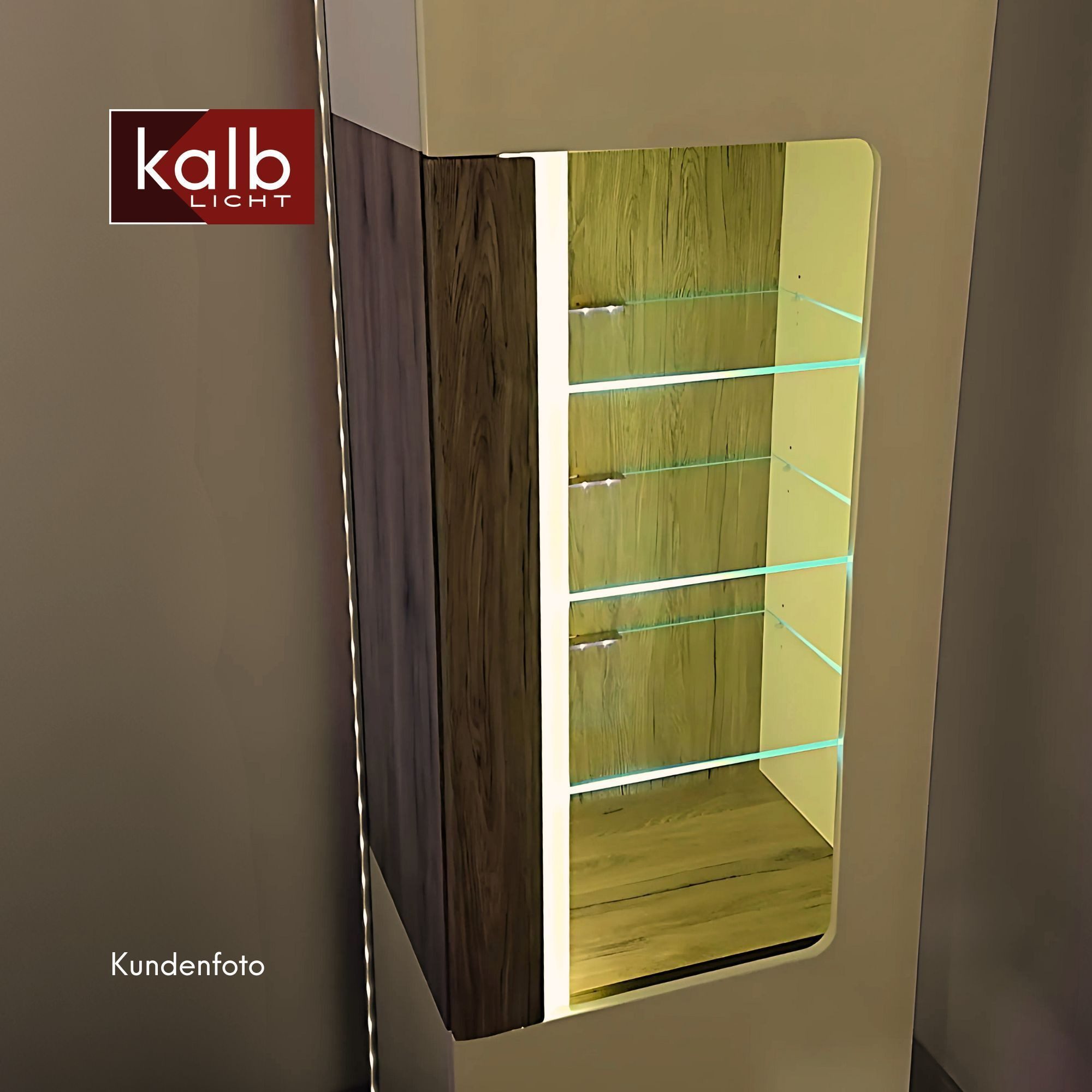 kalb LED Glaskantenbeleuchtung LED RGB Glaskantenbeleuchtung Vitrinenbeleuchtung Clip Glas, 1er Set