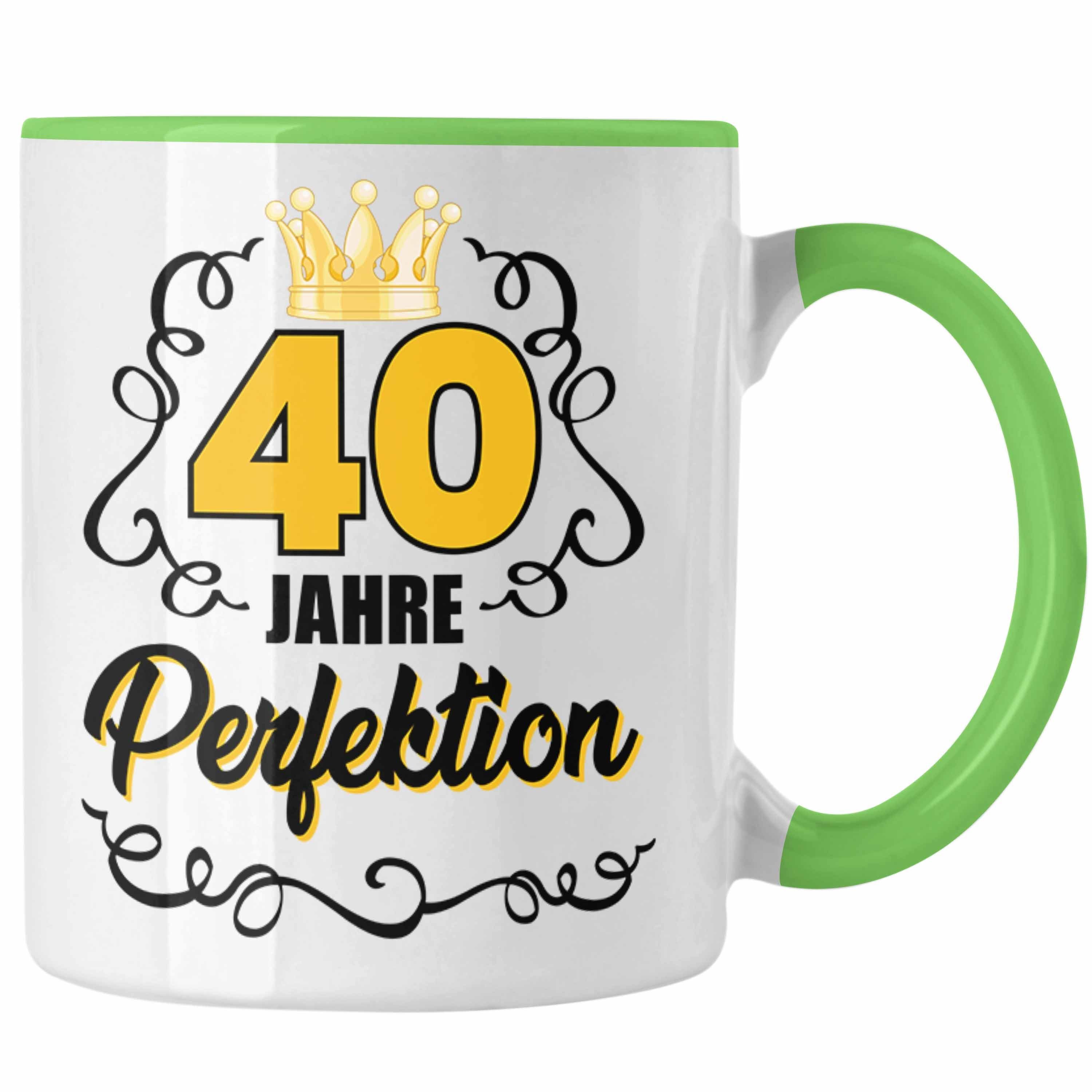 Trendation Tasse Trendation - 40. Geburtstag Frauen Tasse Geschenk Geschenkidee 40er Geburtstag Spruch Perfektion Grün