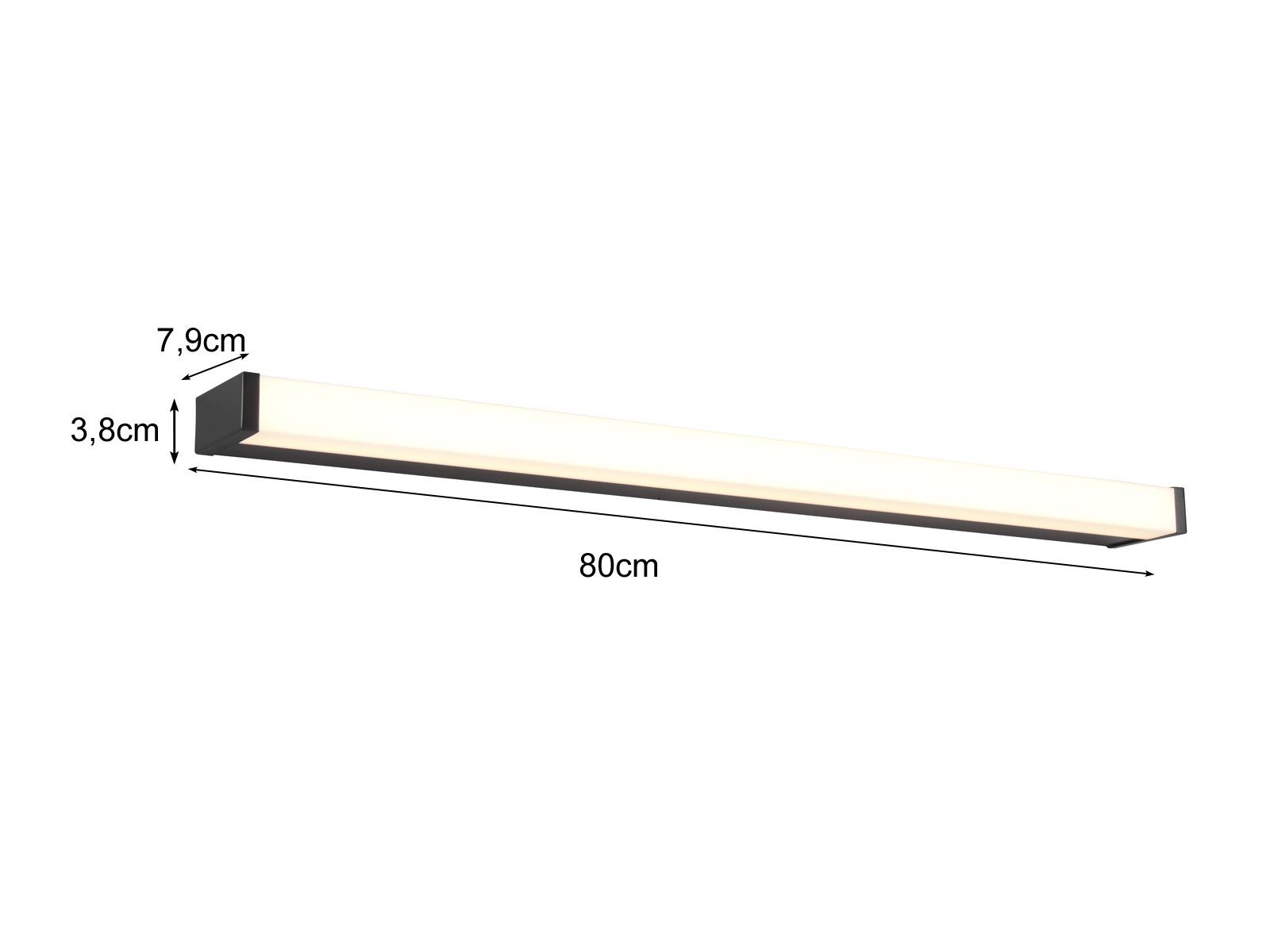 meineWunschleuchte Spiegelleuchte, LED B matt 2er Spiegelschrank, Warmweiß, Badezimmerlampen fest WC Badlampen LED Set Schwarz integriert, Weiß / 80cm Gäste