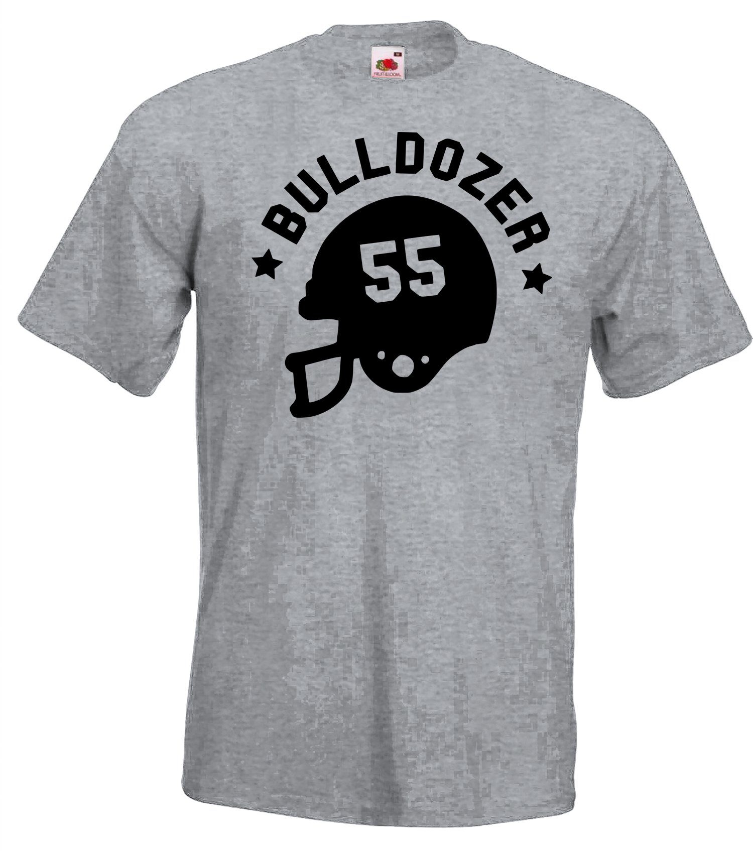Grau Frontprint trendigem Bulldozer Shirt Designz T-Shirt mit Herren Youth