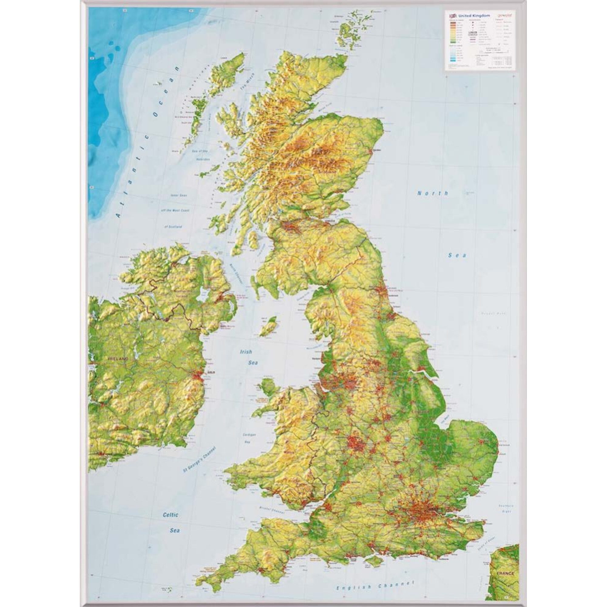 Georelief Globus Georelief Landkarte Großbritannien (57x77x2cm) 3D Reliefkarte