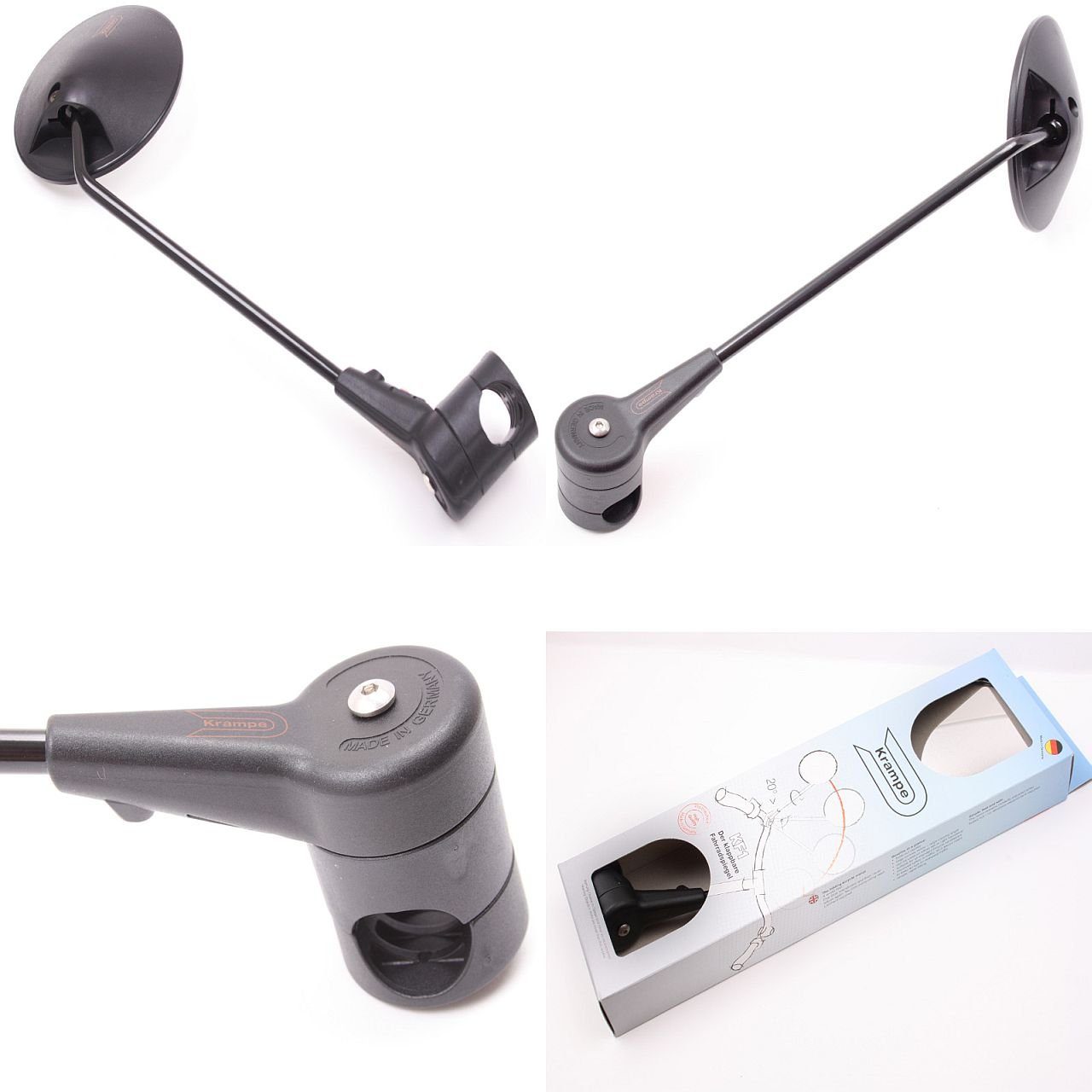 Krampe Fahrradspiegel klappbarer Fahrradspiegel links rechts 35 große konvexe Spiegelfläche