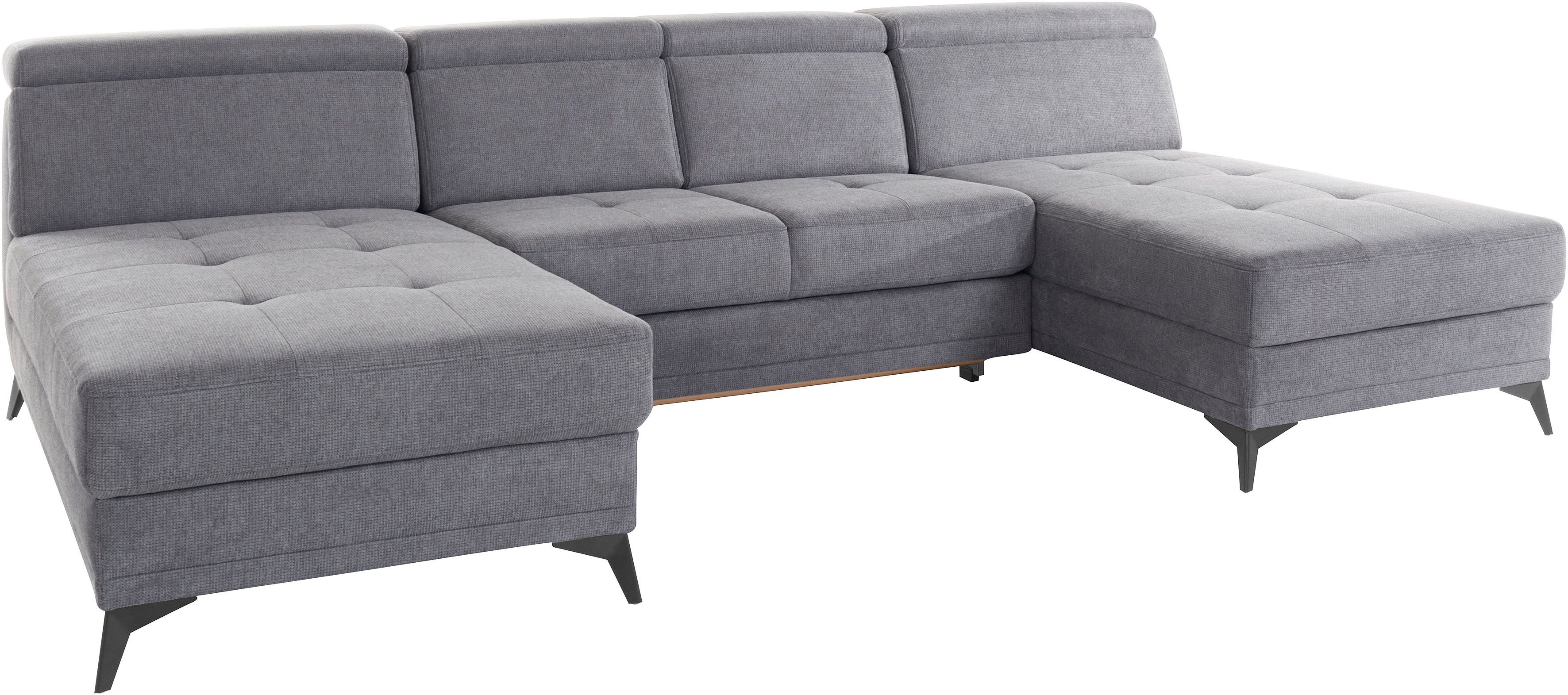 OTTO home Wohnlandschaft Cardiz U-Form, inkl.Kopfteilverstellung und Federkern wahlweise mit Bettfunktion
