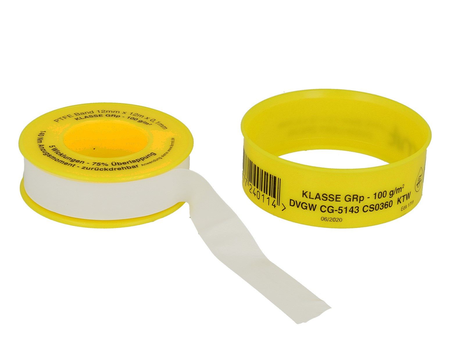 Fermit Gewindedichtband Gewindedichtband Teflonband GRp, 12 m für Heizung, Trinkwasser DVGW